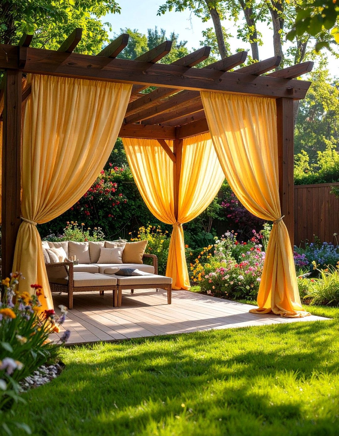 Outdoor Curtain Privacy Room - 25 Backyard Privacy Ideas