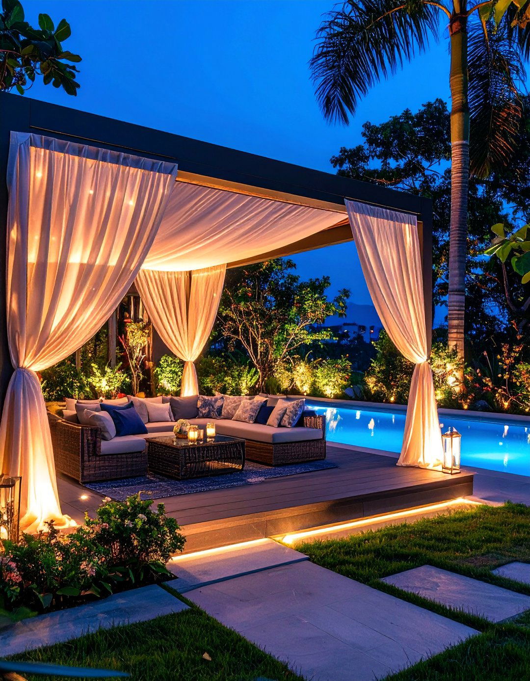 Outdoor Curtains with LED Light Integration - 25 Patio Curtain Ideas