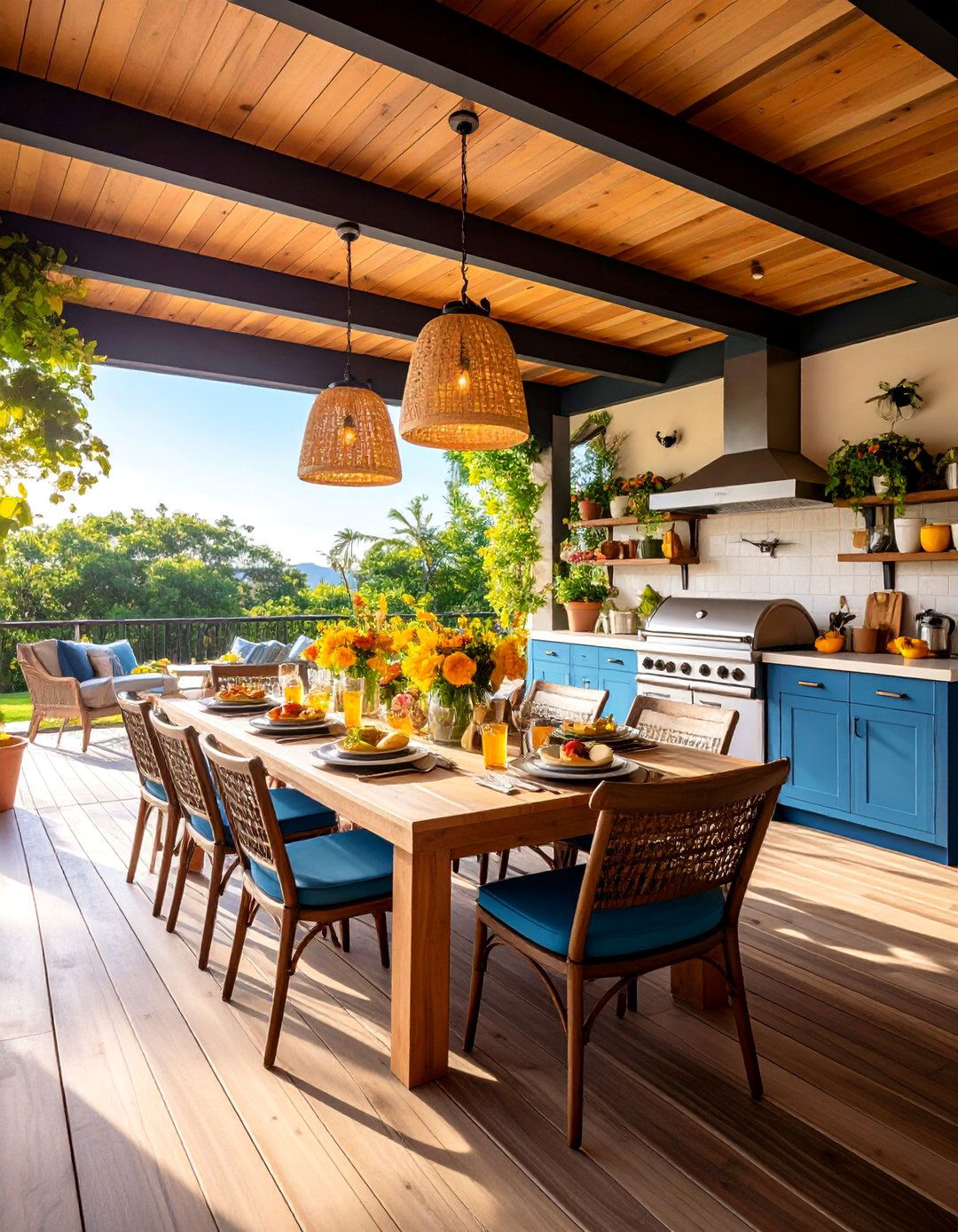 Outdoor Dining Lanai with Gourmet Features - 25 Lanai Porch & Patio Designs