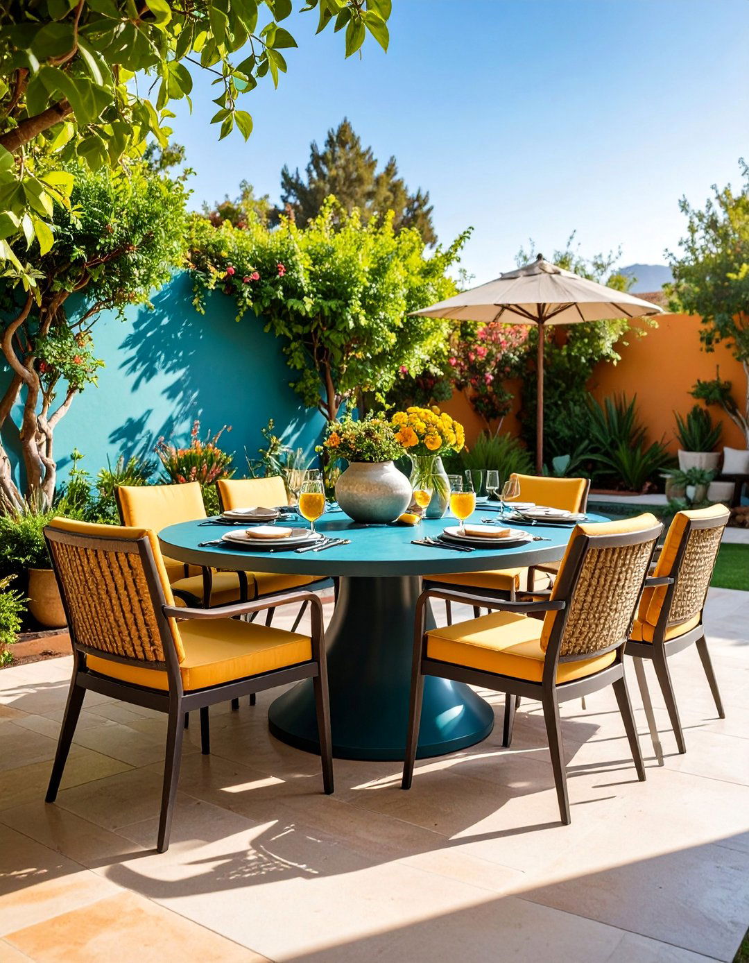 Outdoor Dining Set with Lazy Susan - 25 Outdoor Furniture Ideas
