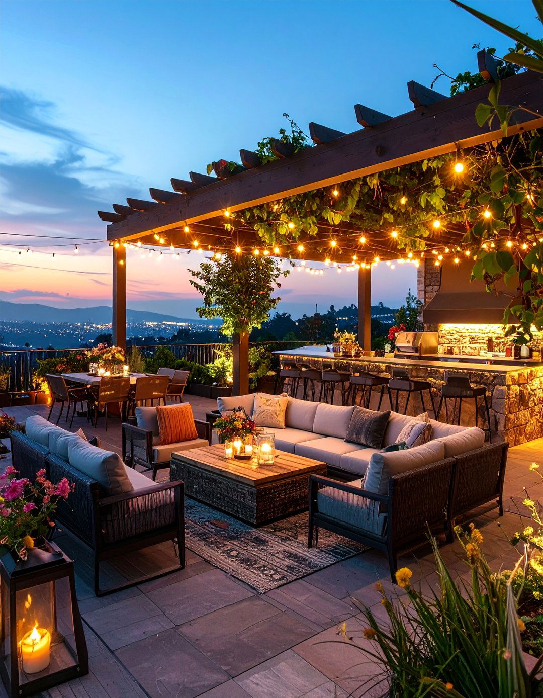 Outdoor Entertainment Hub with Built in Bar - 25 Residential Rooftop Design Ideas