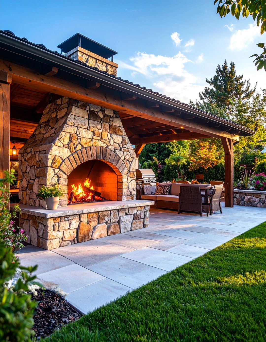 Outdoor Floor to Ceiling Stone Fireplace with Pizza Oven - 25 Floor-to-Ceiling Stone Fireplace Ideas
