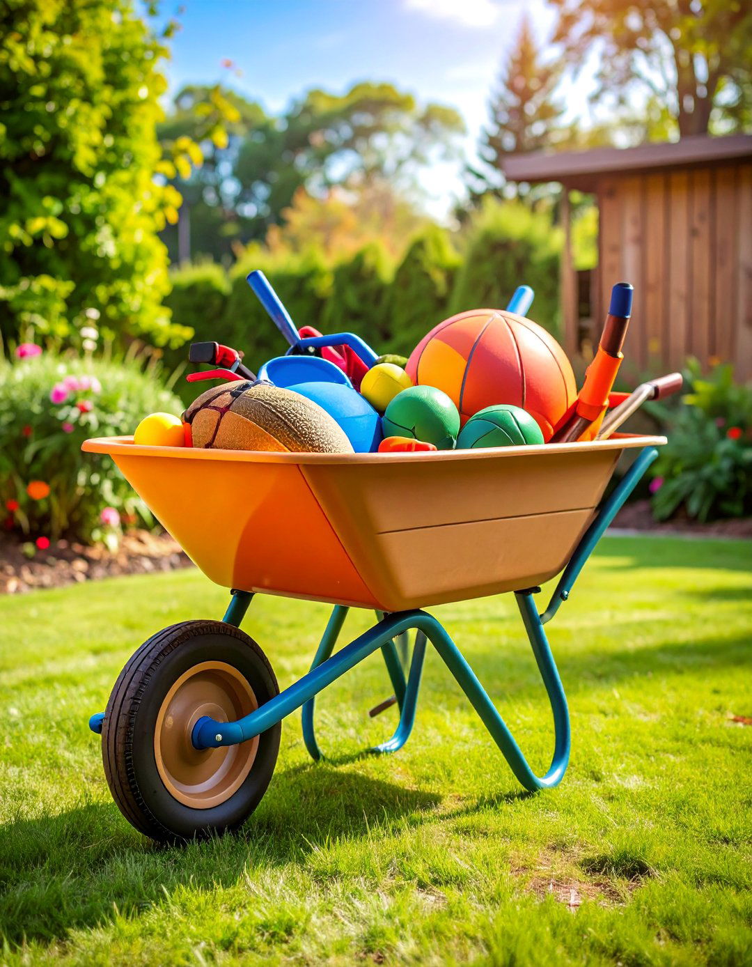 Outdoor Game Storage Center - 25 Old Wheelbarrow Ideas