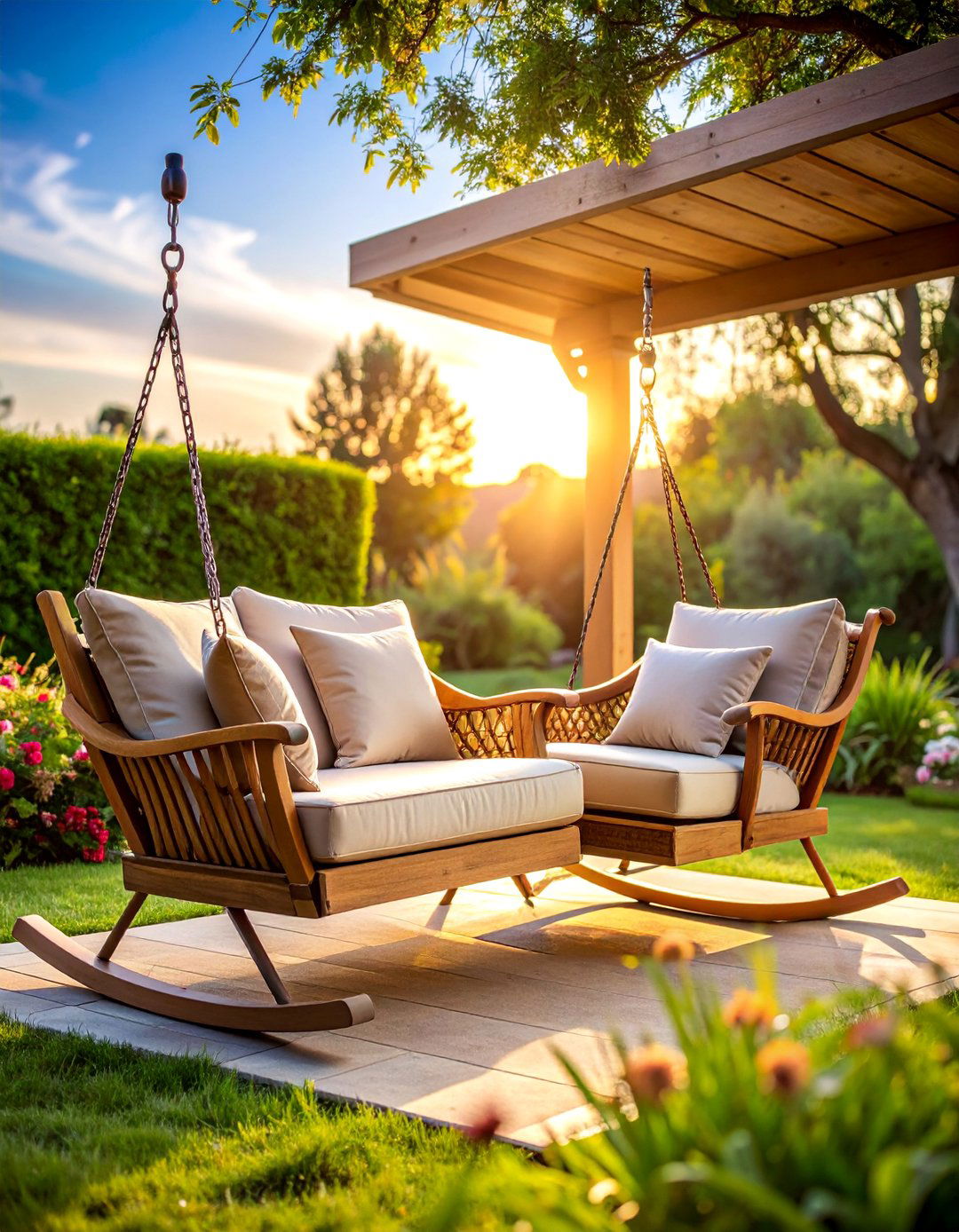 Outdoor Glider Bench for Two - 25 Patio Furniture Ideas