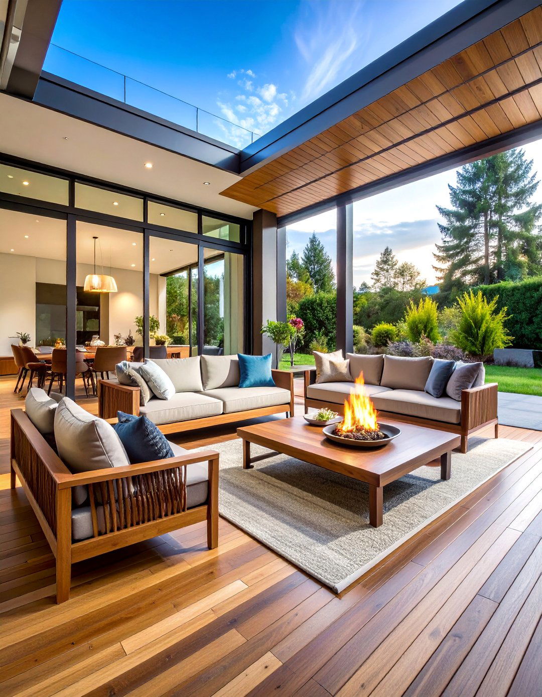Outdoor Indoor Living Room with Folding Walls - 25 Black and Brown Interior Design Ideas