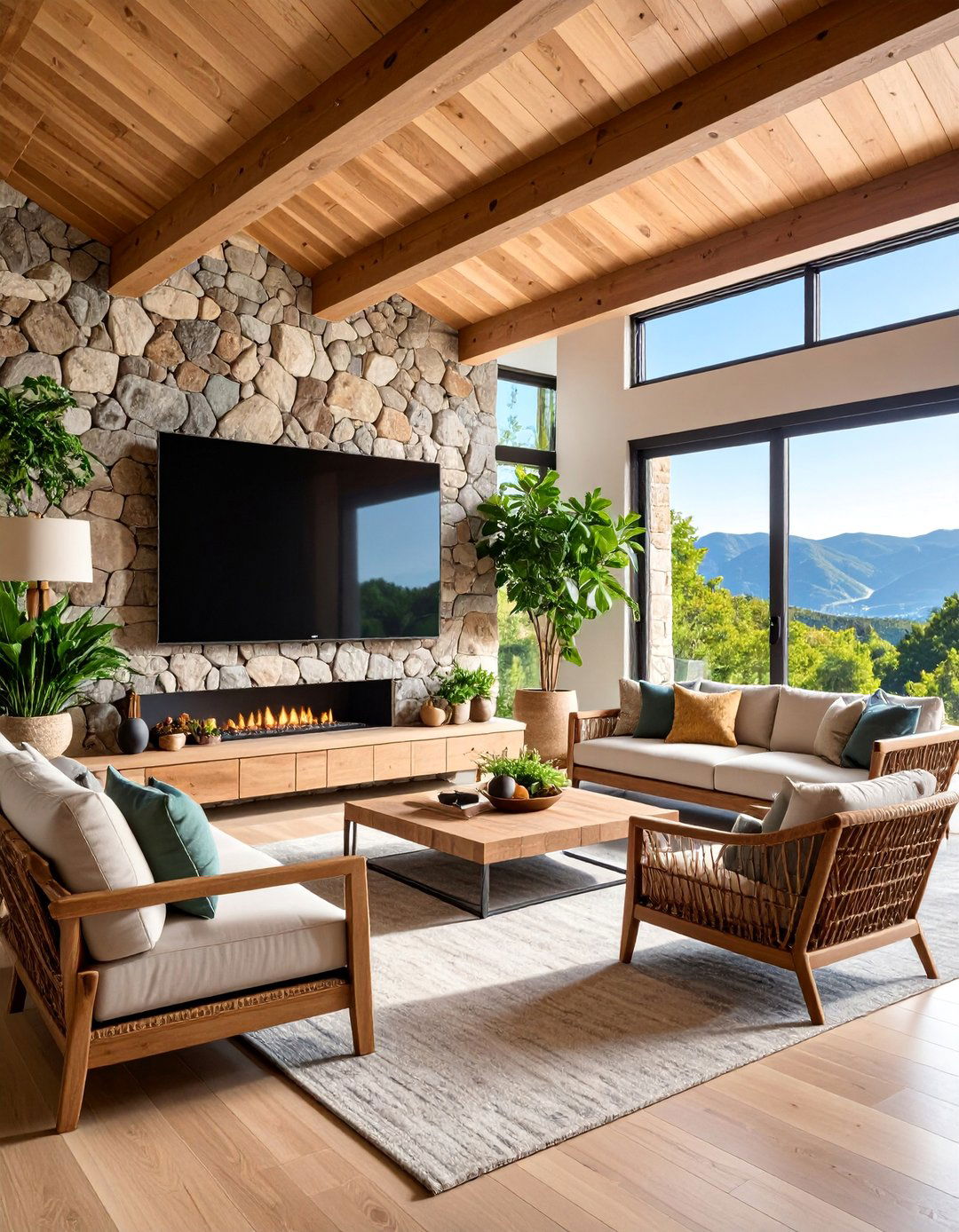 Outdoor Inspired TV Room with Natural Elements - 25 Tv Room Ideas