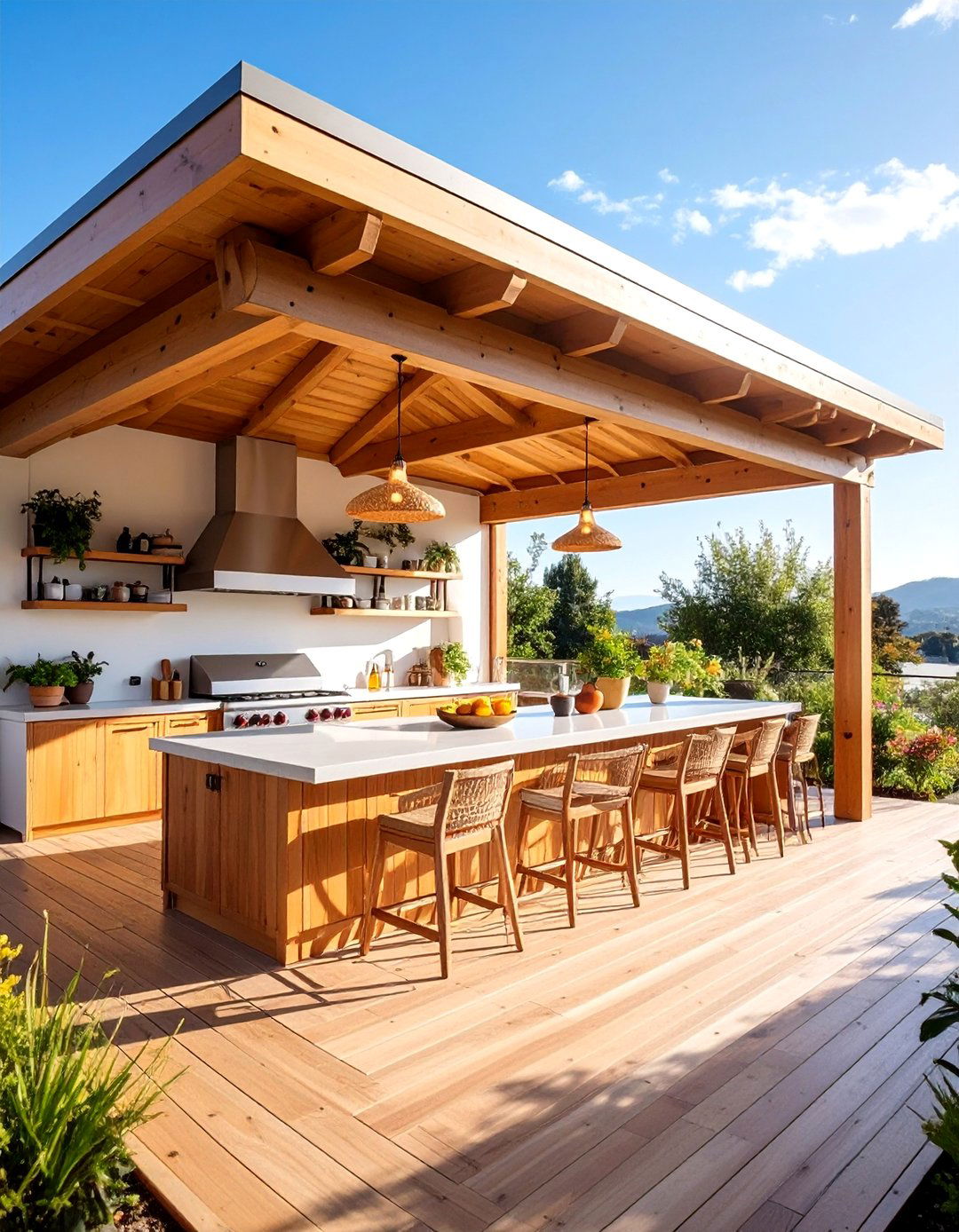 Outdoor Kitchen Cabana with Three Wall Enclosure - 25 Outdoor Kitchen Roof Ideas