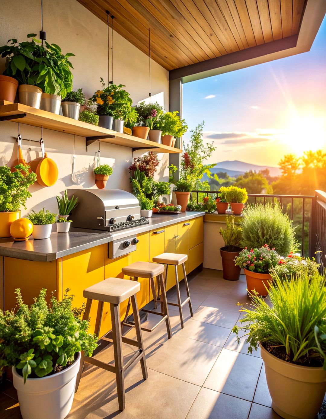 Outdoor Kitchen Entertainment with Culinary Focus - 25 Balcony Deck Ideas