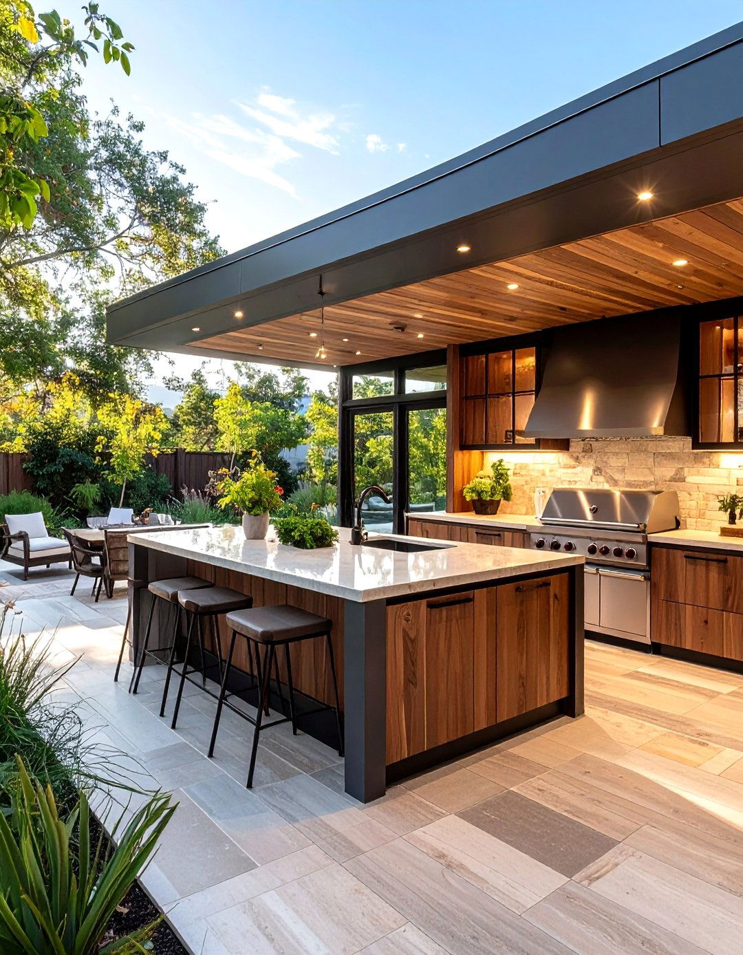 Outdoor Kitchen Extension with Weather Resistant Luxury - 25 Luxury Kitchen Ideas