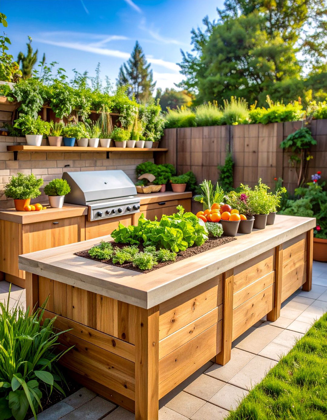 Outdoor Kitchen Garden Station - 25 Cinder Block Garden Ideas