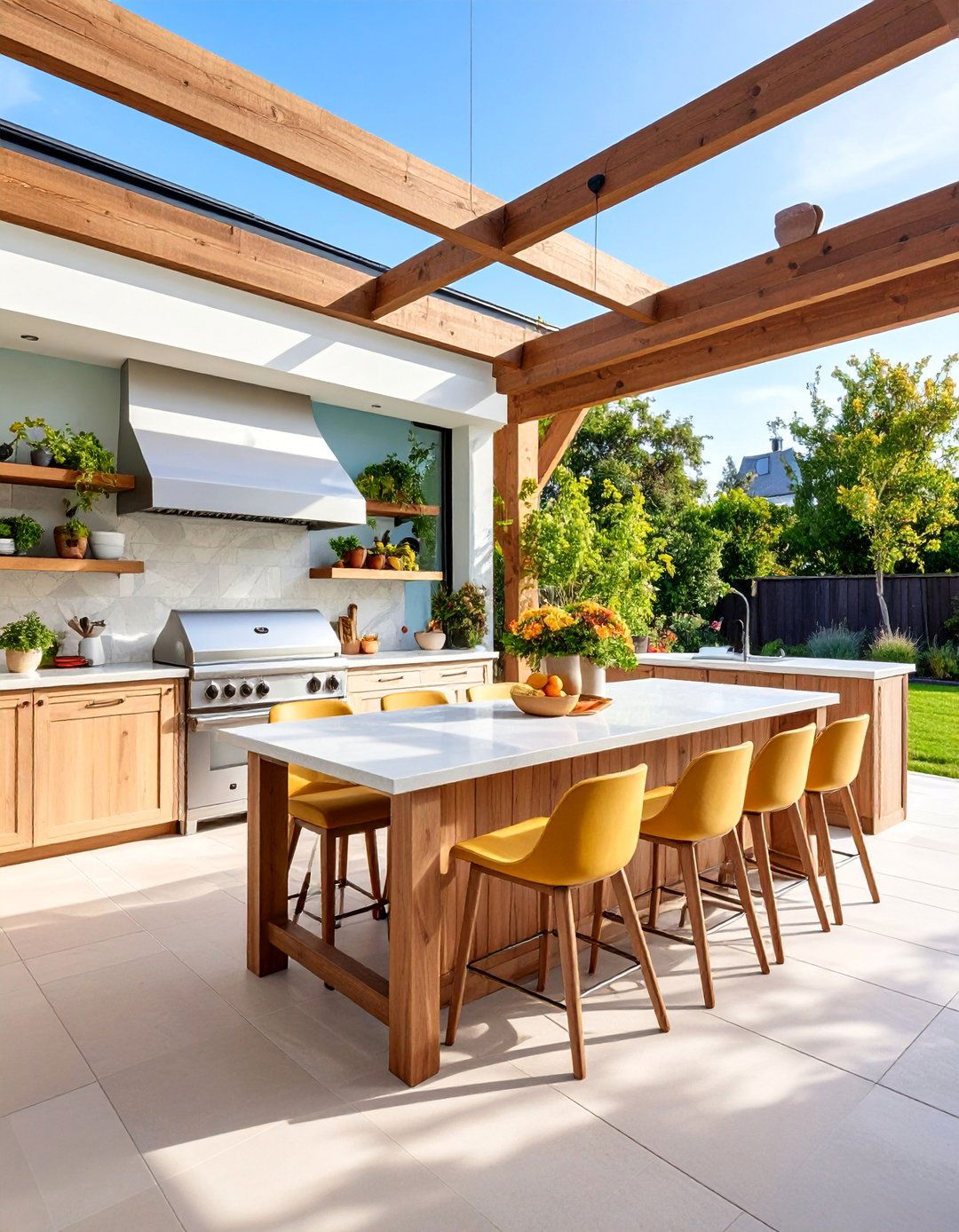 Outdoor Kitchen Integration with Counter Height Dining - 25 Outdoor Dining Area Ideas