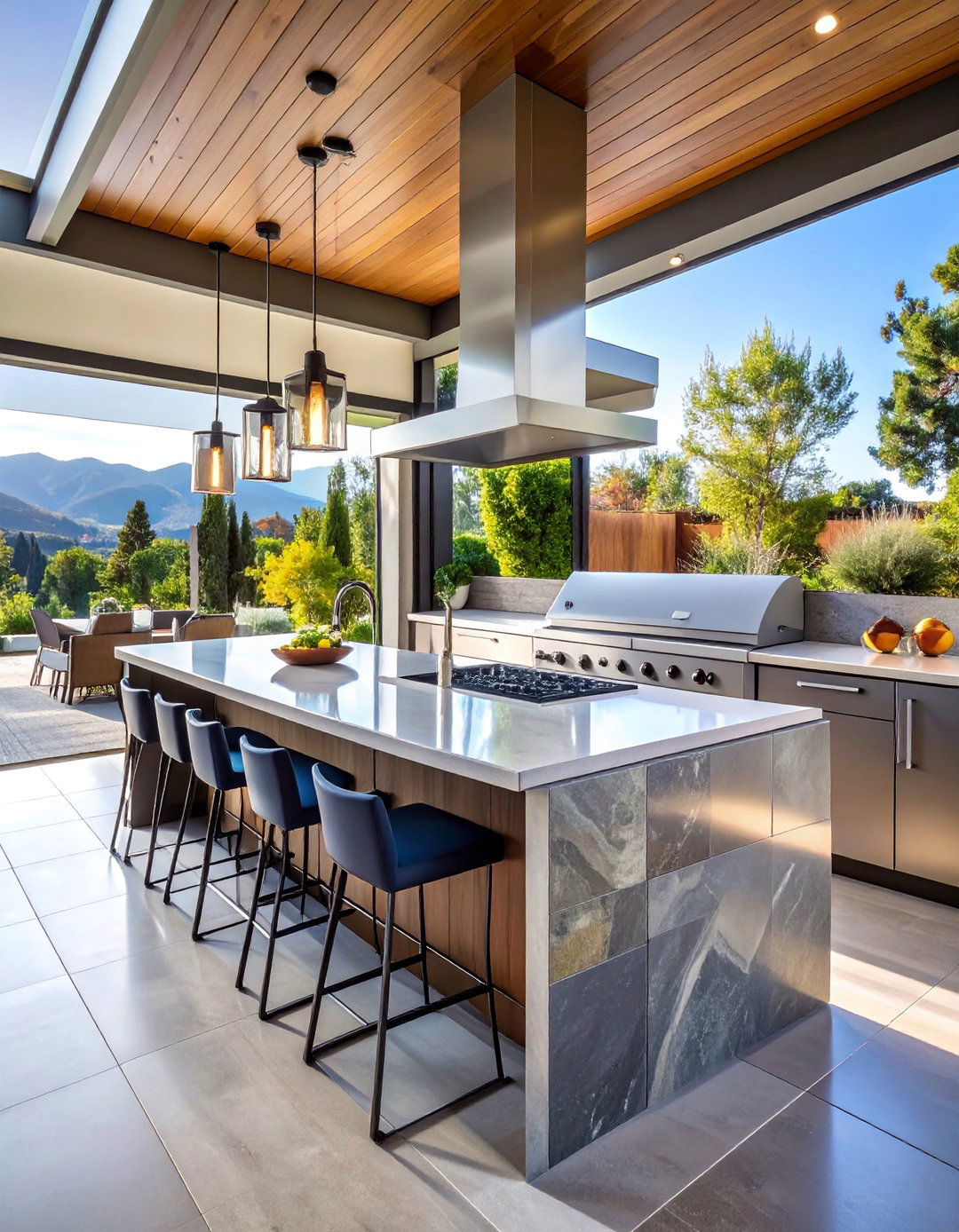 Outdoor Kitchen Island with Bar Seating - 25 Garden Furniture Ideas