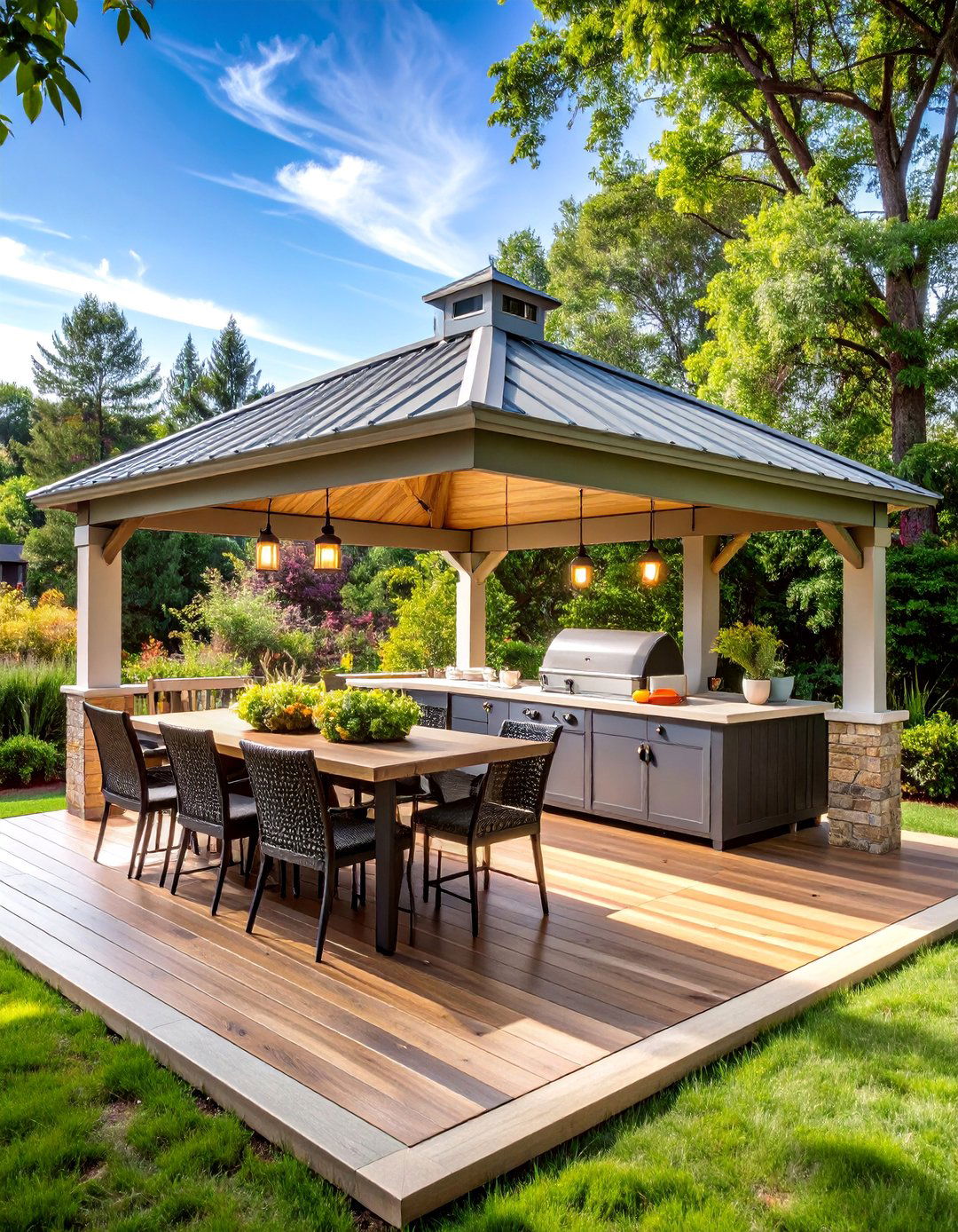 Outdoor Kitchen and Dining Gazebo - 25 Backyard Gazebo Ideas