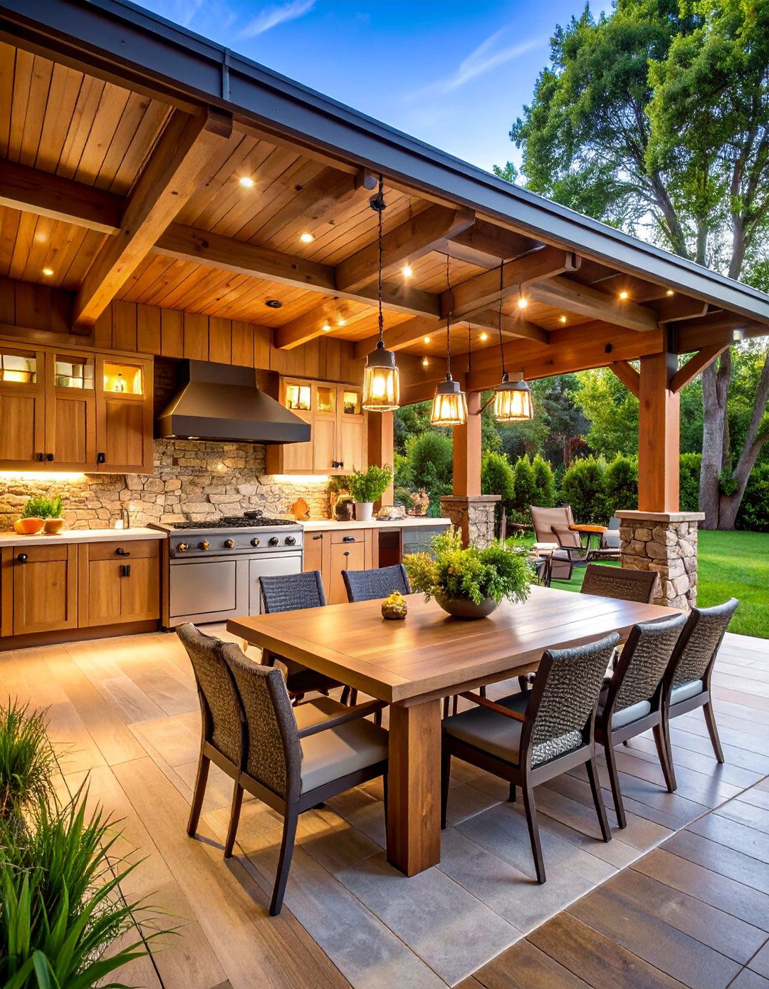 Outdoor Kitchen and Dining Pavilion - 25 Barndominium Front Porch Ideas