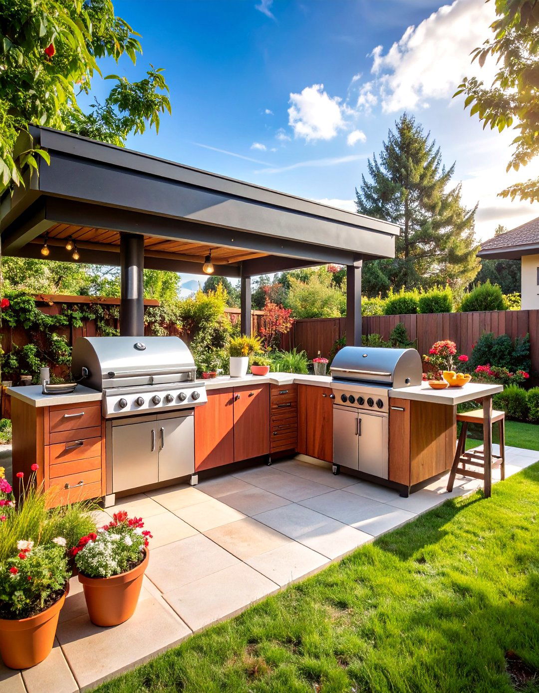Outdoor Kitchen with Built In Smoker and BBQ Station - 25 Outdoor Kitchen Designs