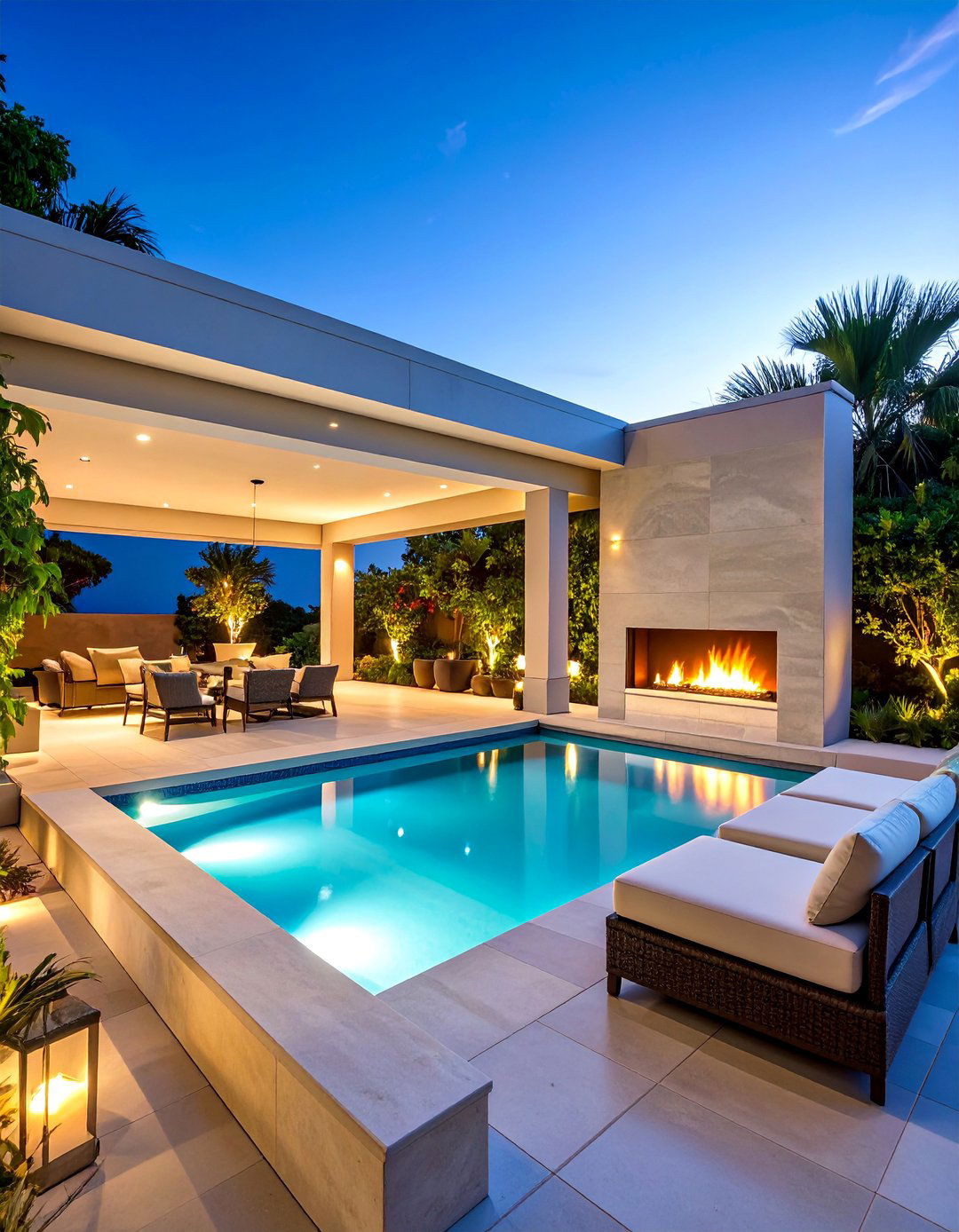 Outdoor Linear Fireplace with Weather Resistant Materials - 25 Modern Fireplace Ideas
