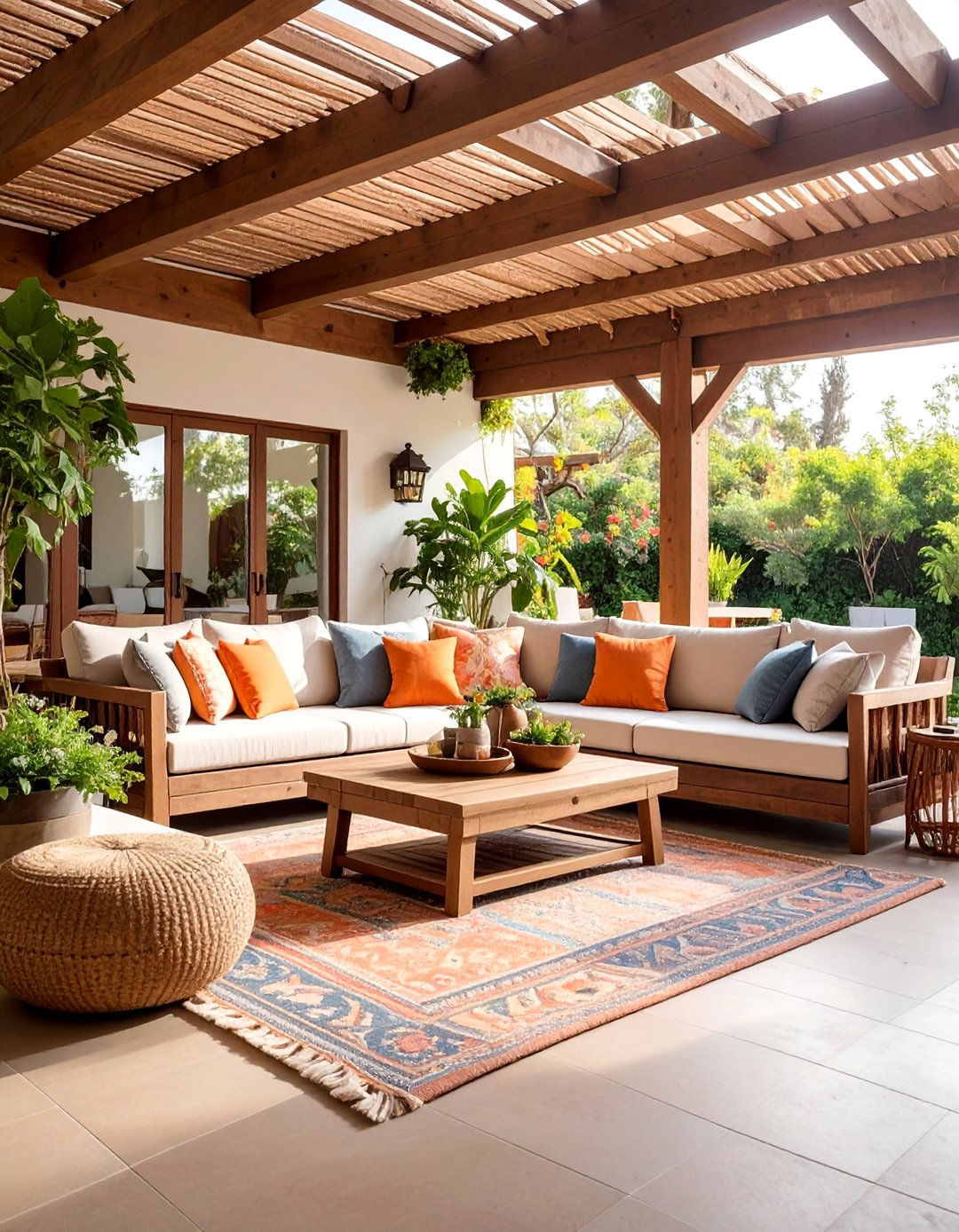 Outdoor Living Room Patio with Comfort Features - 25 Patio Garden Ideas