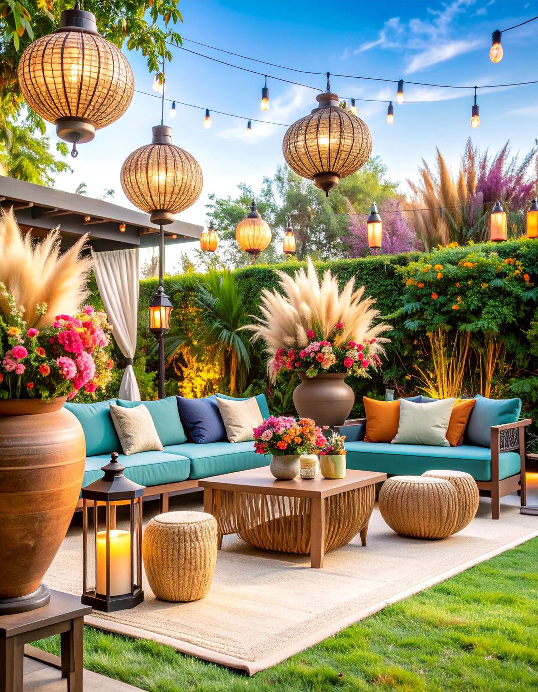Outdoor Lounge Area Decor - 25 Pampas Grass Wedding Decor Ideas
