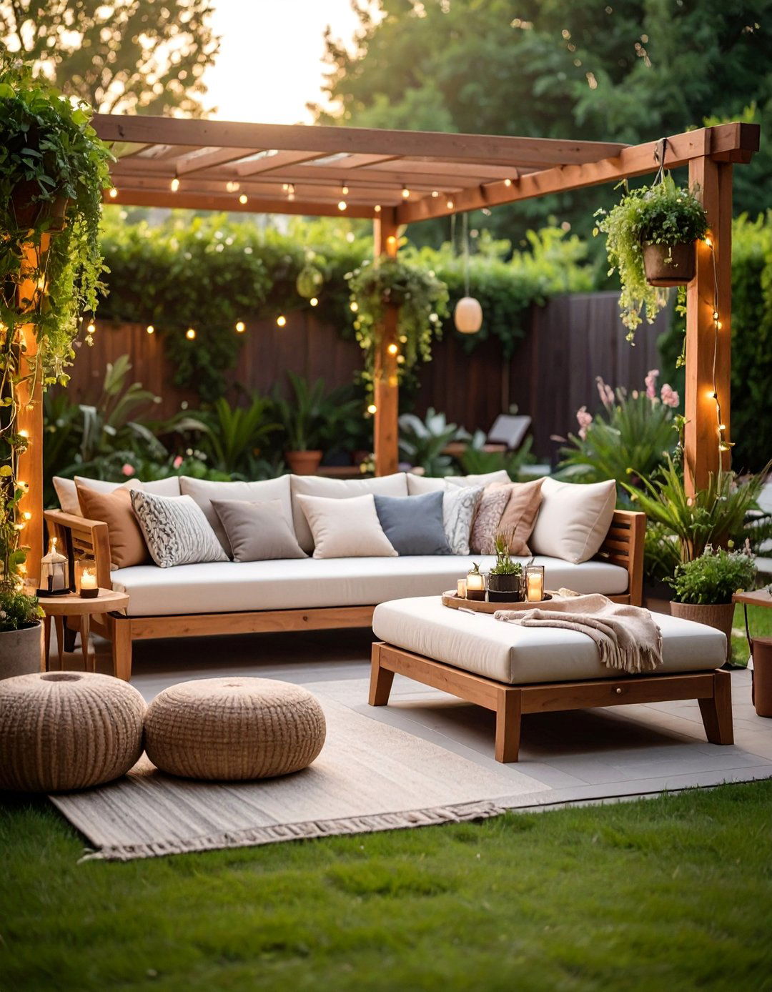 Outdoor Lounge with Daybed and Hanging Plants - 25 Boho-scandinavian Design and Decor Ideas