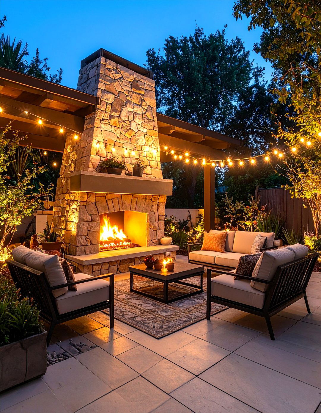 Outdoor Patio Fireplace with Weather Resistant Materials - 25 Fireplace Decor Ideas