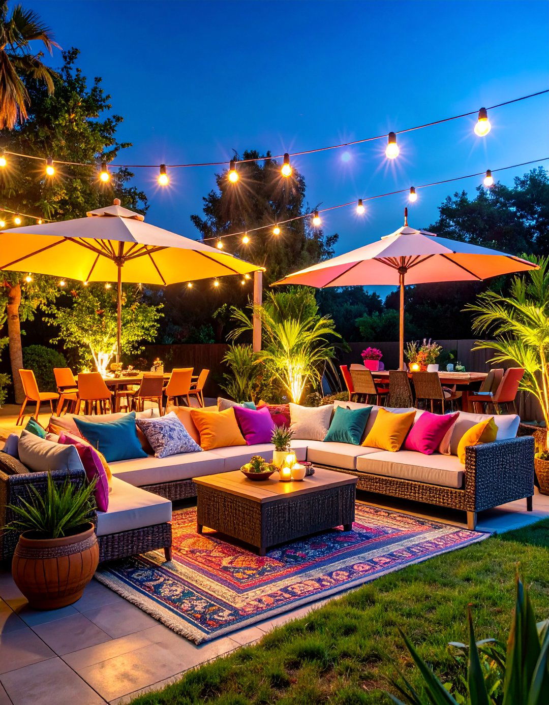 Outdoor Patio Party Space with Weather Resistant Decor - 25 Housewarming Decoration Ideas