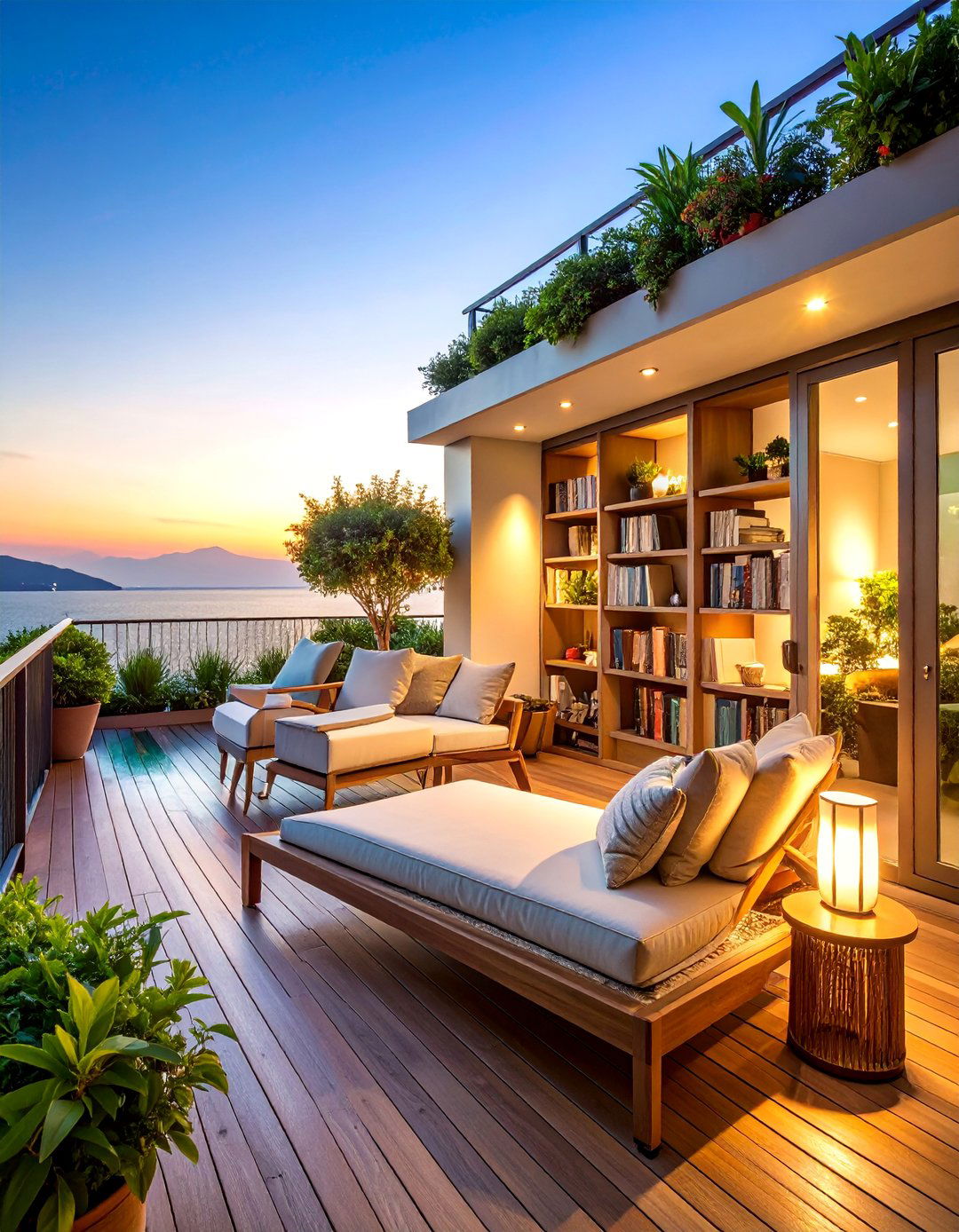 Outdoor Reading Retreat Balcony with Comfortable Seating and Literary Atmosphere - 25 French Balcony Ideas