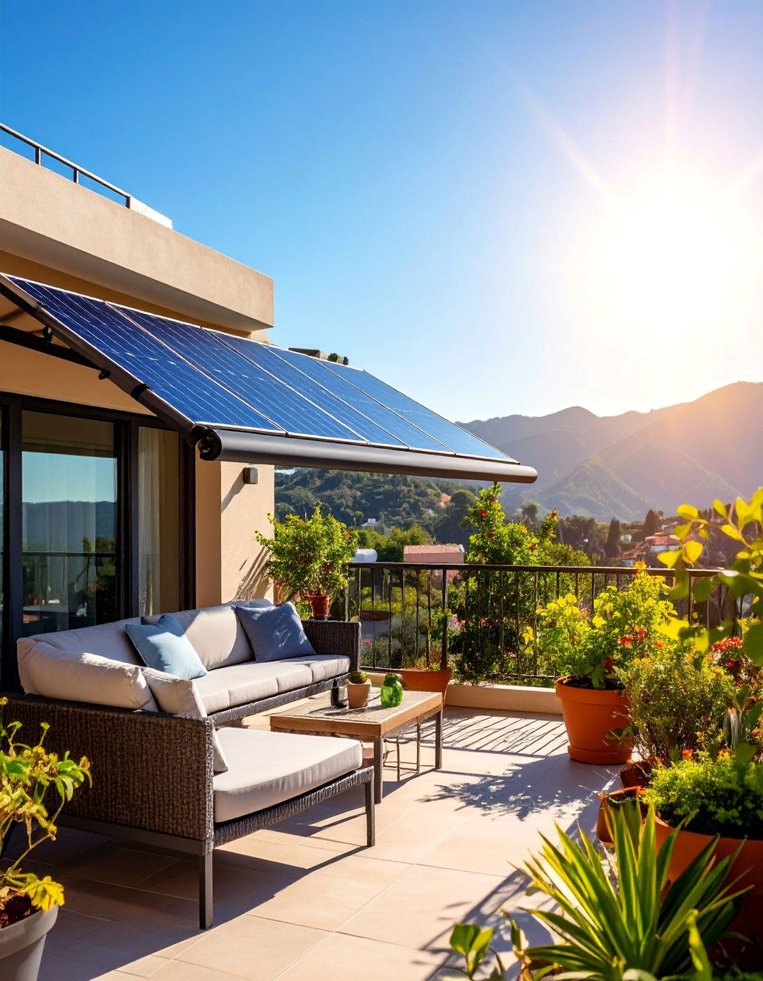 Outdoor Roller Shade with Solar Operation - 25 Balcony Shade Ideas
