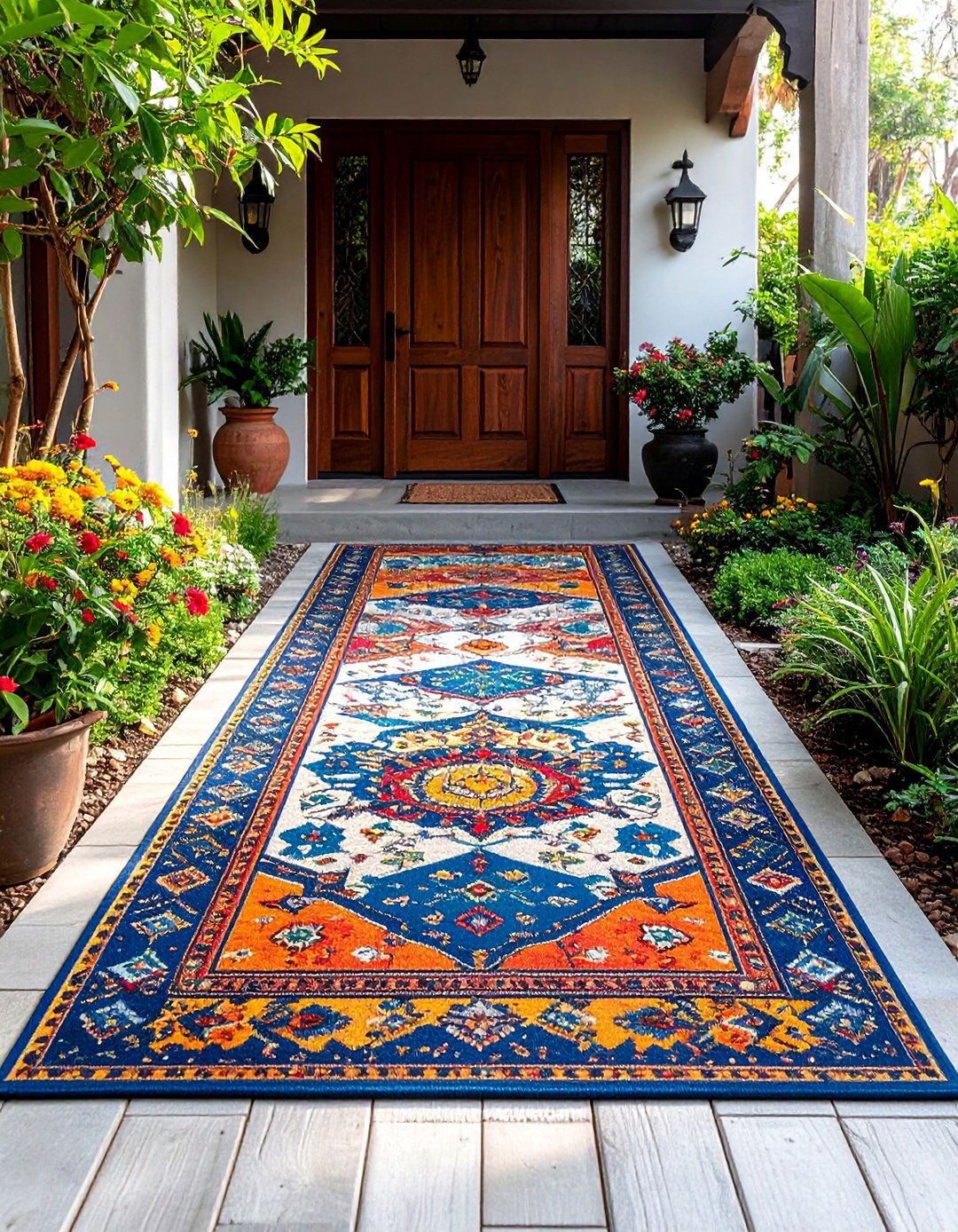 Outdoor Rug Design Concrete Walkway - 25 Concrete Walkway Painting Ideas