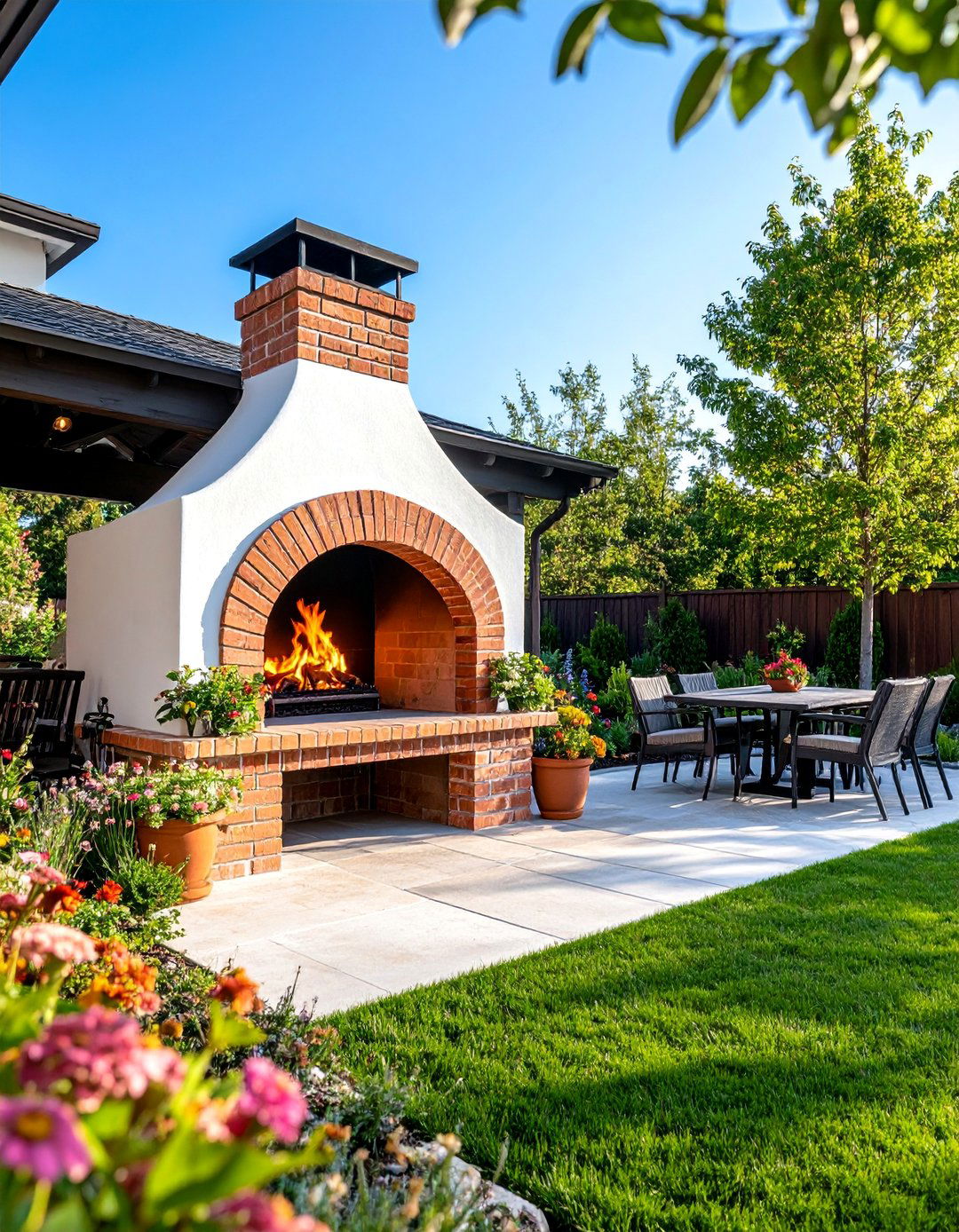 Outdoor Rustic Brick Fireplace with Pizza Oven Integration - 25 Rustic Brick Fireplace Ideas