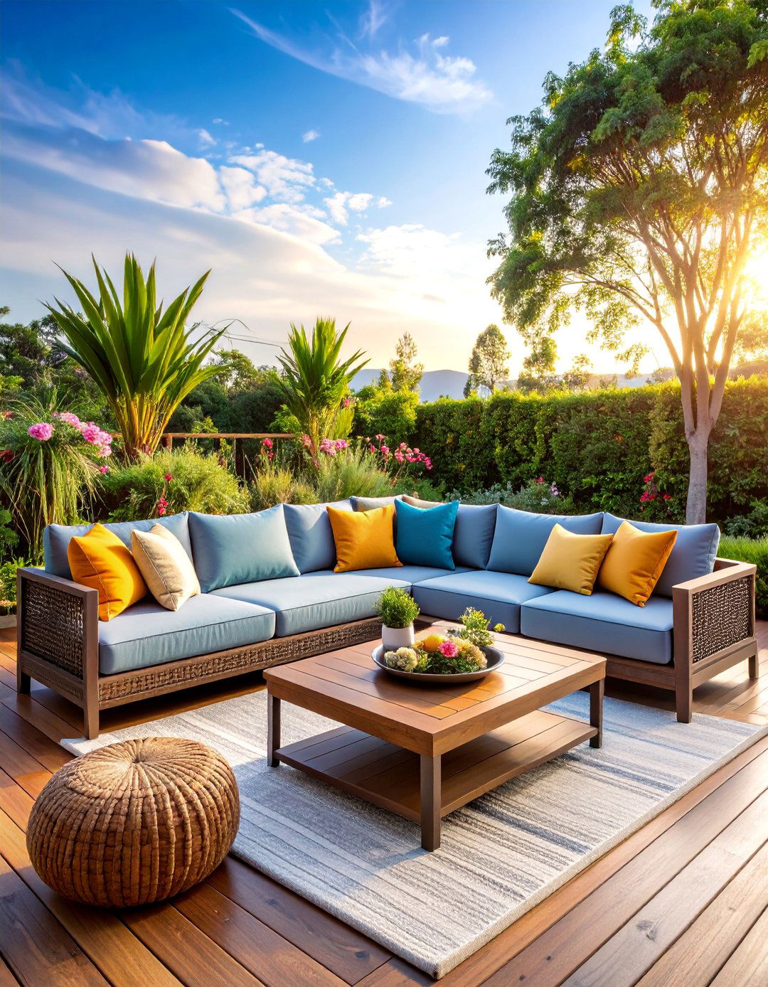 Outdoor Sectional with Coffee Table Integration - 25 Deck Seating Ideas