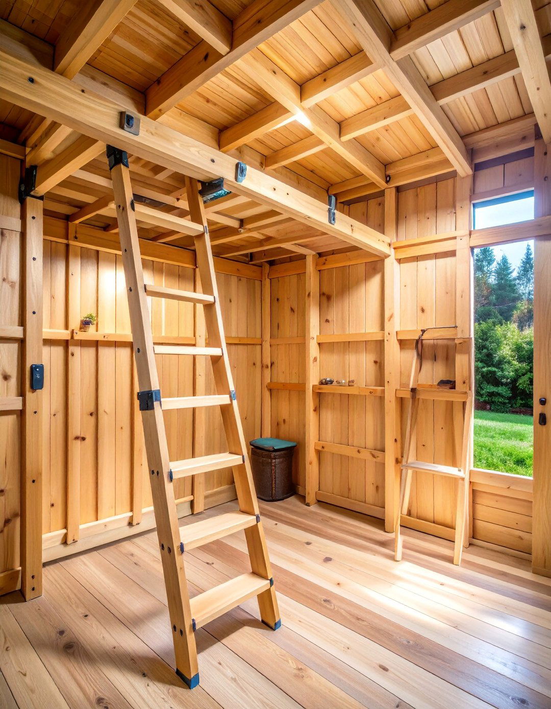 Outdoor Shed Ladder Storage with Weather Protection - 25 Ladder Storage Ideas