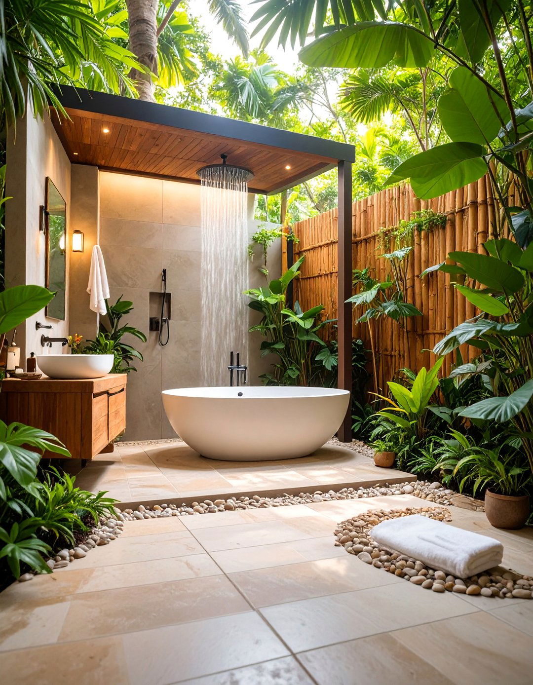 Outdoor Shower Garden Bathroom - 25 Hawaiian Interior Design Ideas