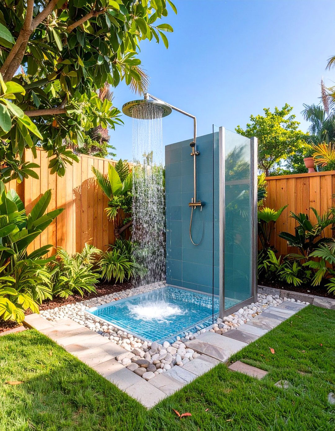 Outdoor Shower with Privacy Screening - 25 Backyard Ideas
