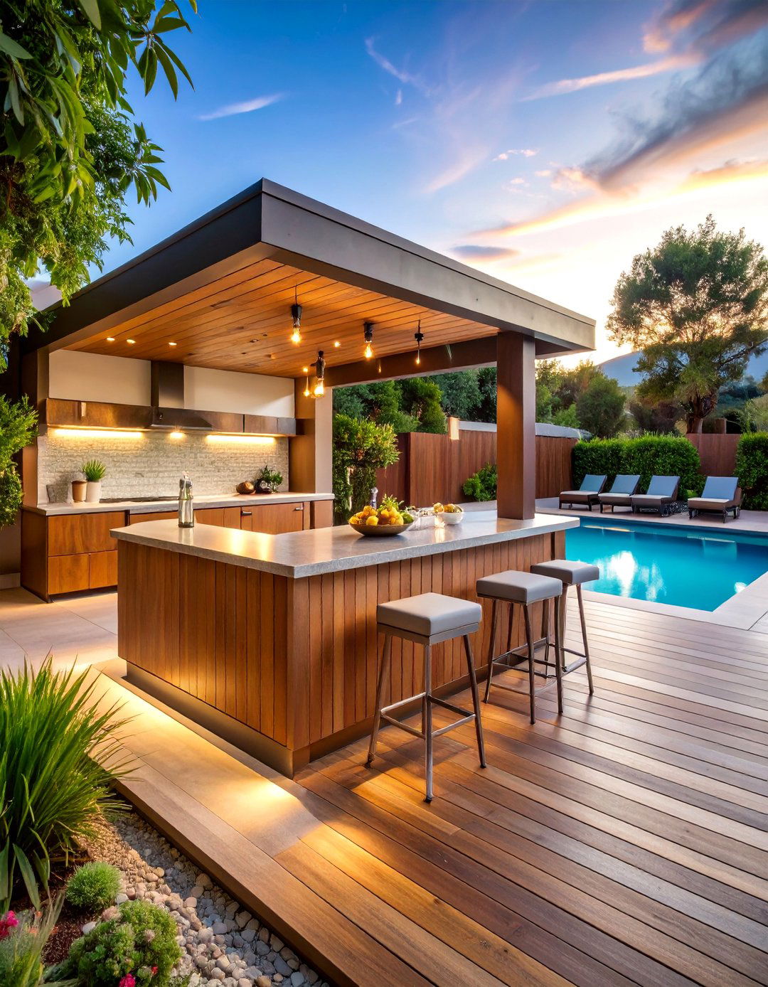 Outdoor Teak Poolside Mini Bar - 25 Mini Bar Ideas