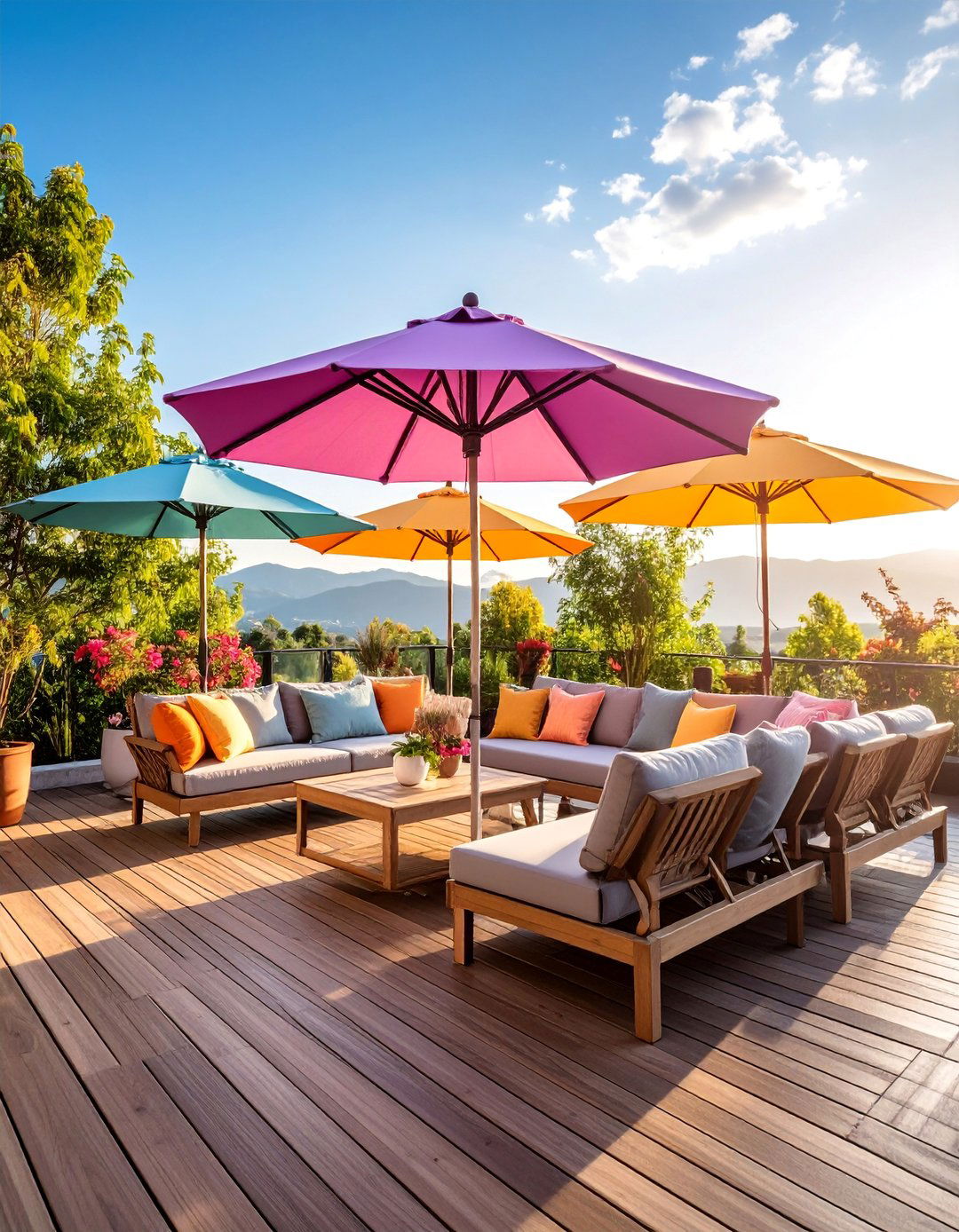 Outdoor Umbrella Privacy Cluster - 25 Deck Privacy Ideas