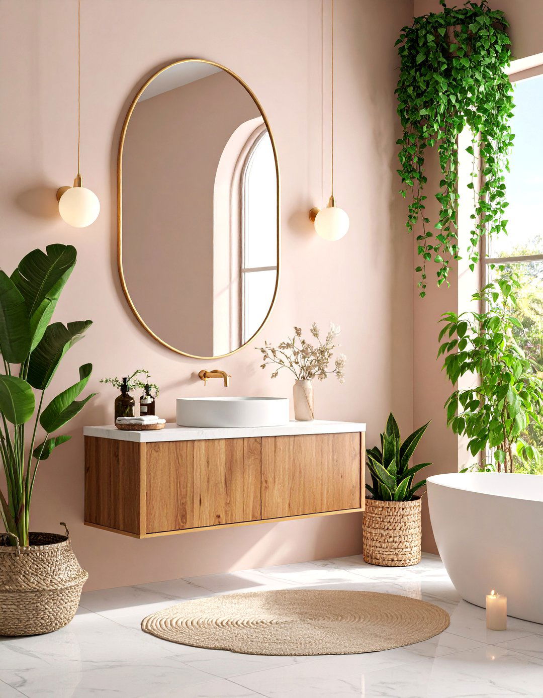 Oval Mirror with Elongated Elegance - 25 Bathroom Mirror Ideas