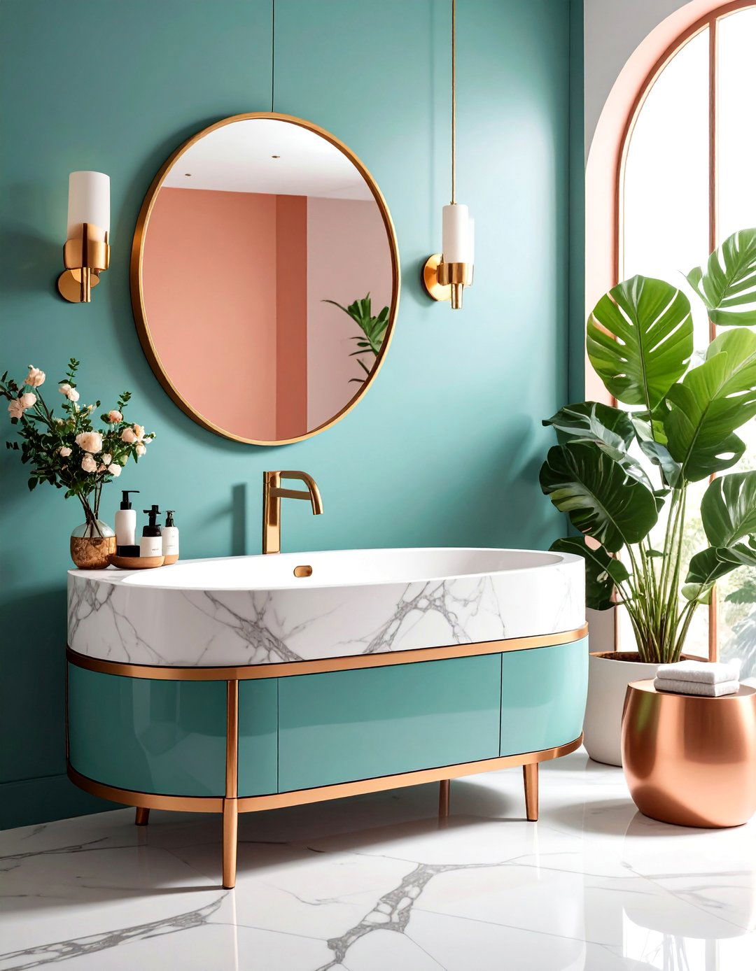 Oval Undermount with Marble Countertop - 25 Small Bathroom Sink Ideas