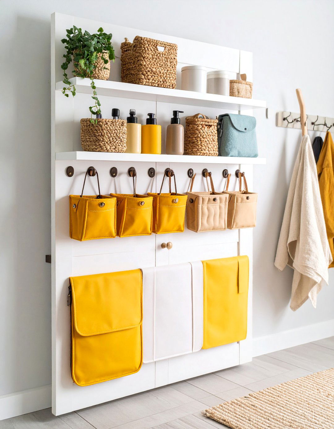 Over Door Cabinet Storage with Multi Level Hanging Organizers - 25 Bathroom Cabinet Organization Ideas