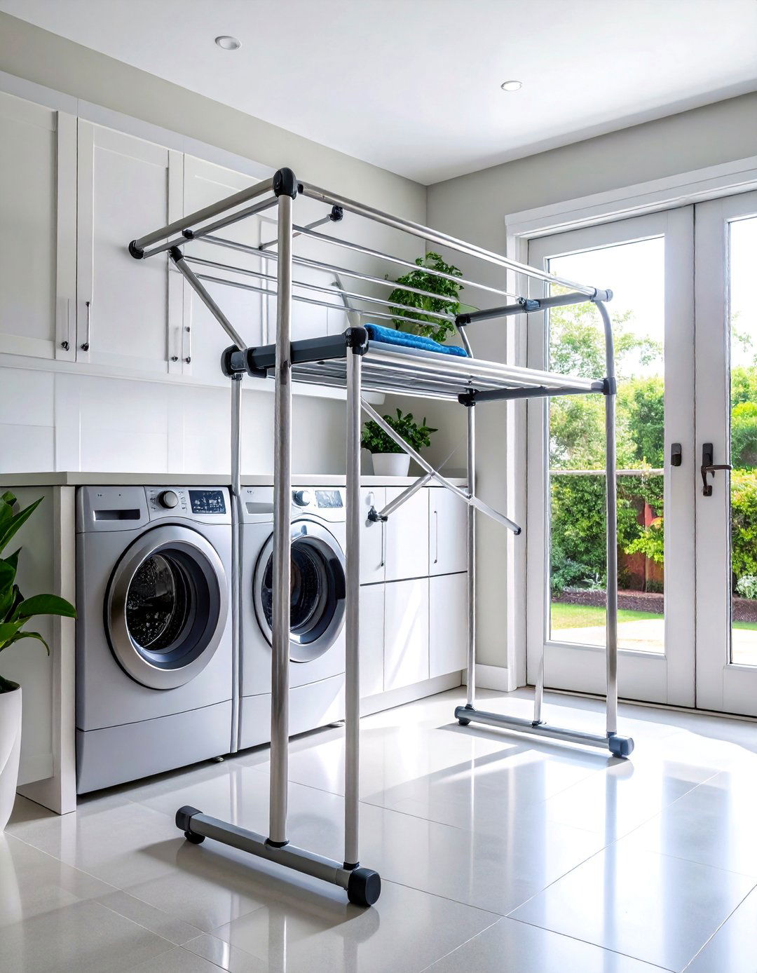 Over Door Retractable Drying Rack with Chrome Finishing - 25 Laundry Room Drying Rack Ideas