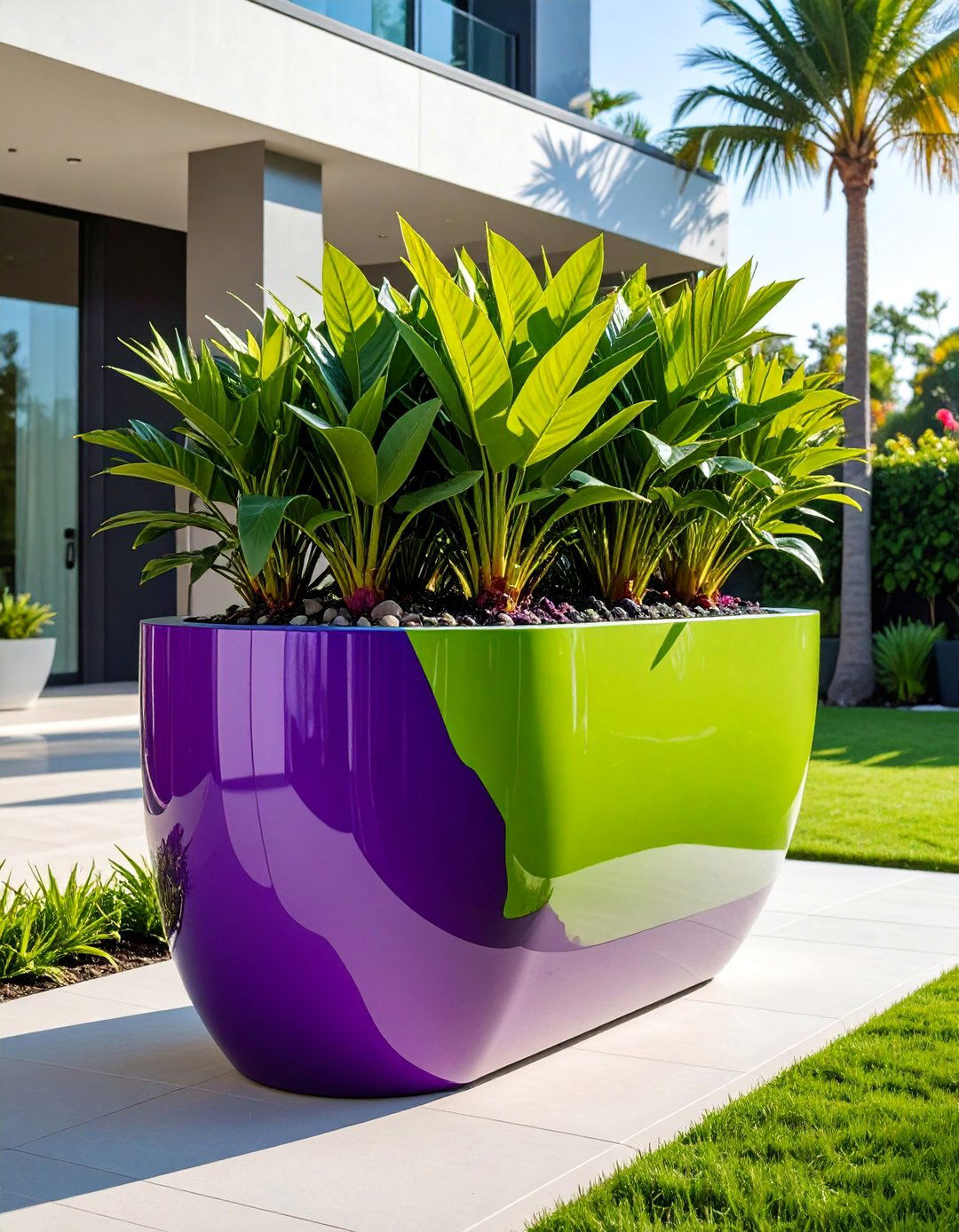 Oversized Color Blocked Planter Garden Focal Point - 25 Garden Focal Point Ideas
