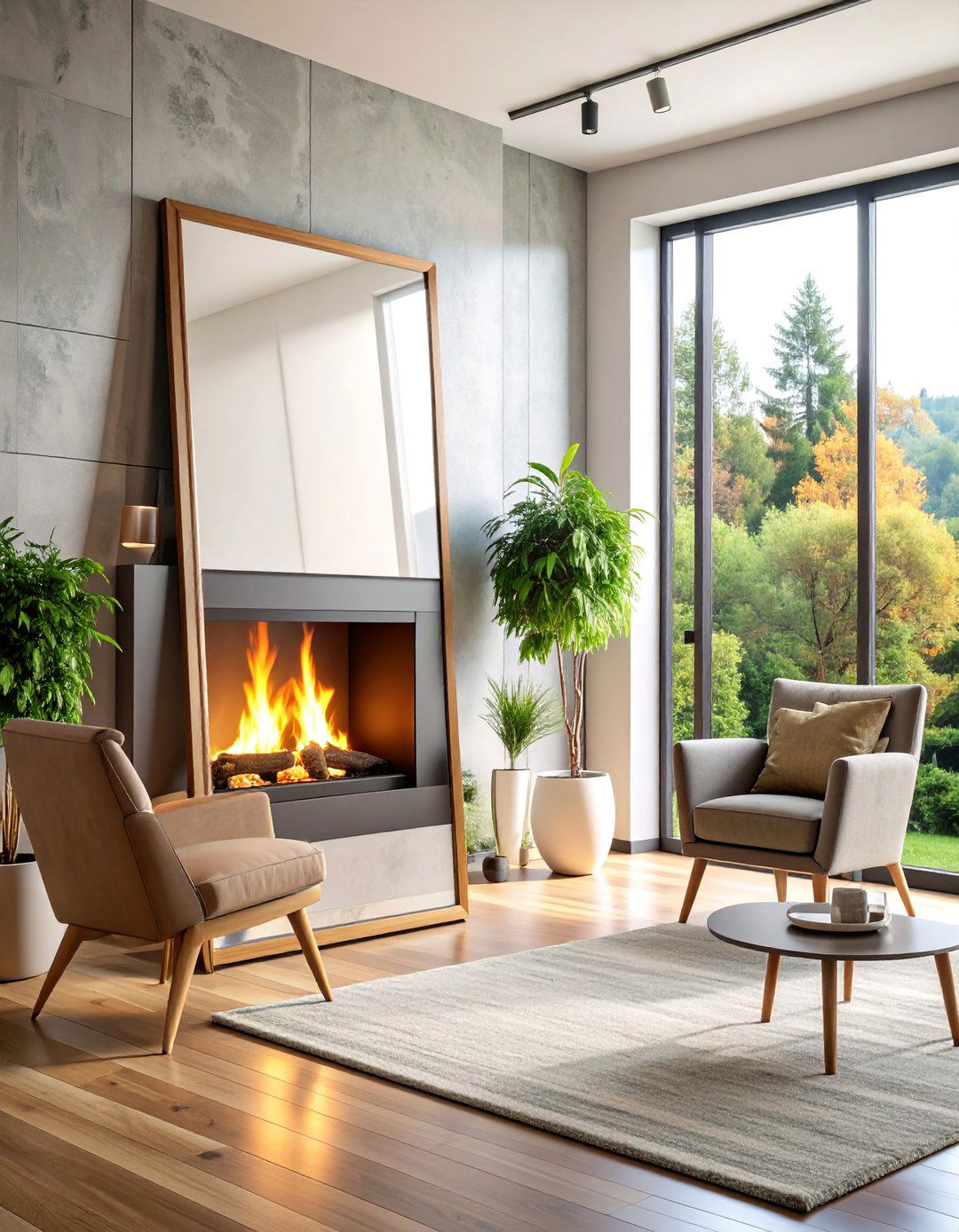 Oversized Leaning Floor Mirror Behind Fireplace - 25 Mirror Over Fireplace Ideas
