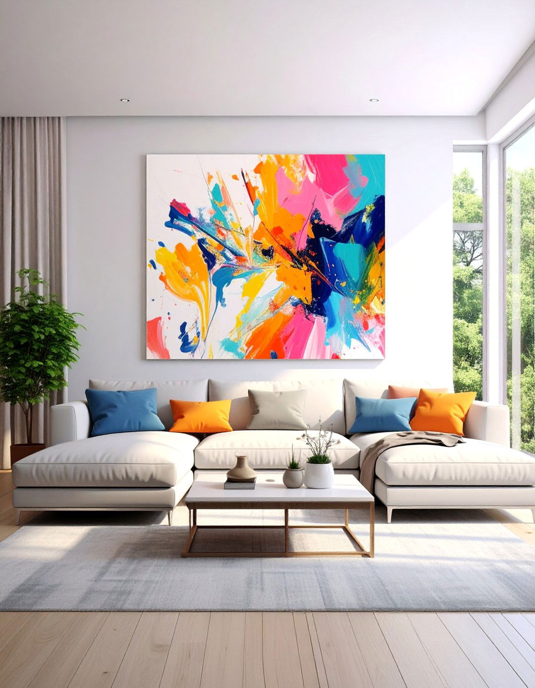 Oversized Statement Art Piece - 25 living room wall decor ideas