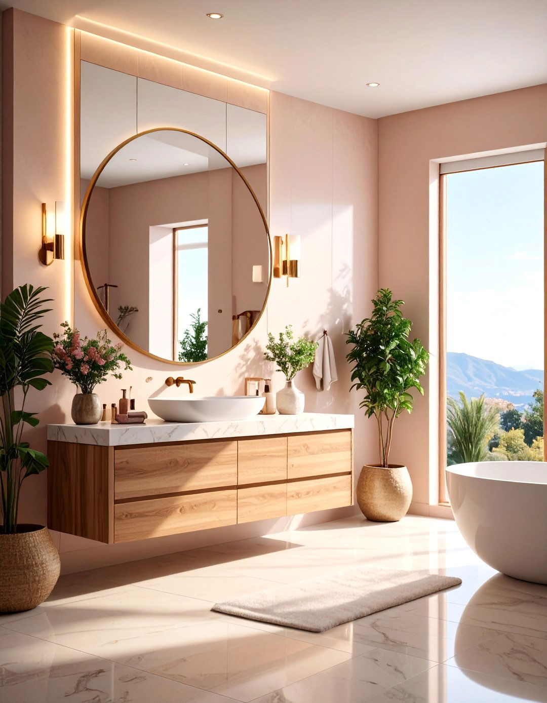 Oversized Statement Mirror with Dramatic Impact - 25 Bathroom Mirror Ideas