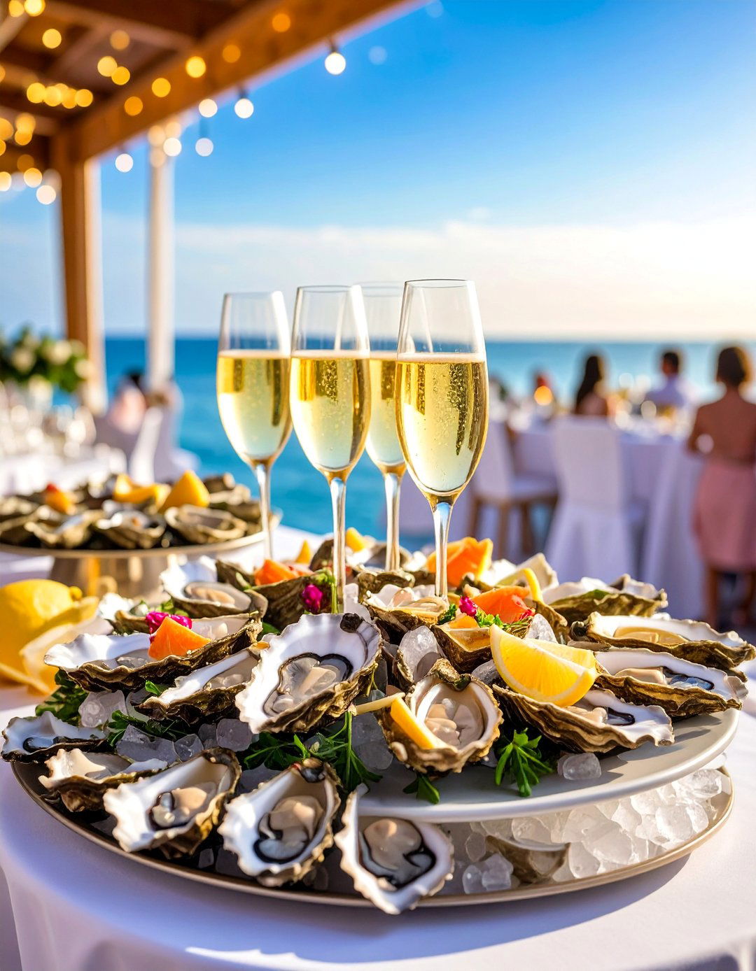 Oyster and Champagne Pairing Station - 25 Wedding Food Ideas