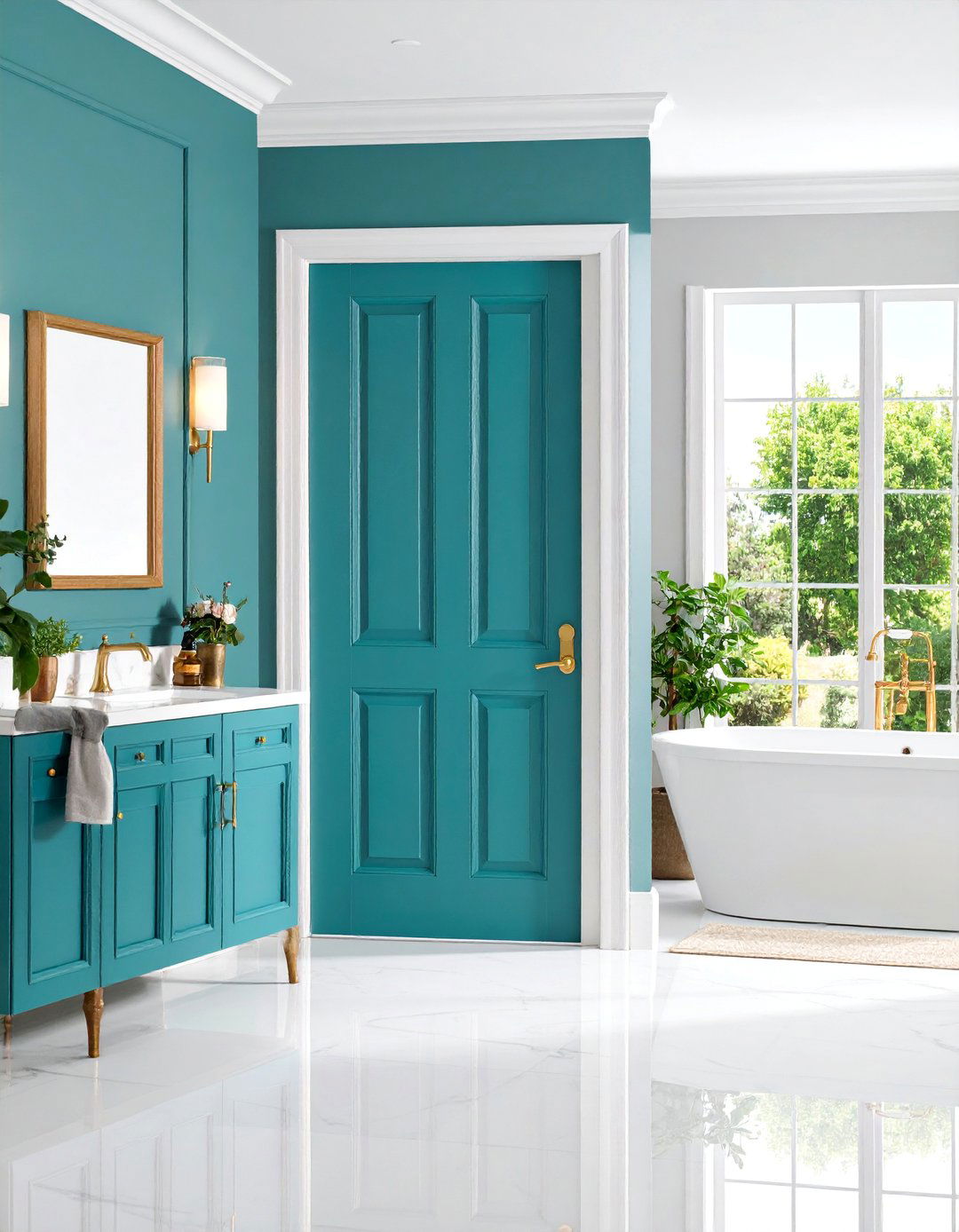 PVC Door with Decorative Raised Panels - 25 Bathroom Door Ideas