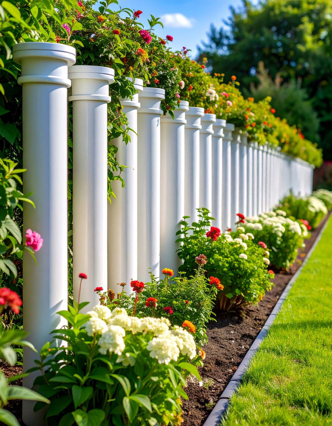 PVC Pipe Sectional Edging - 25 Recycled Garden Edging Ideas