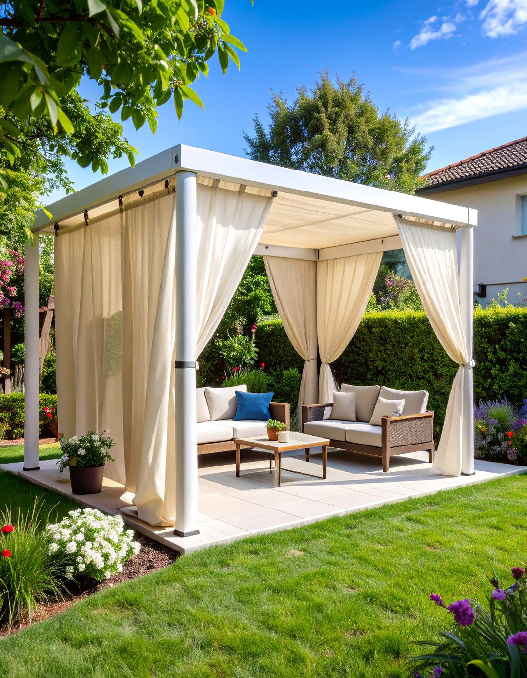 PVC Pipe and Fabric Screen Privacy System - 25 Cheap Privacy Fence Ideas