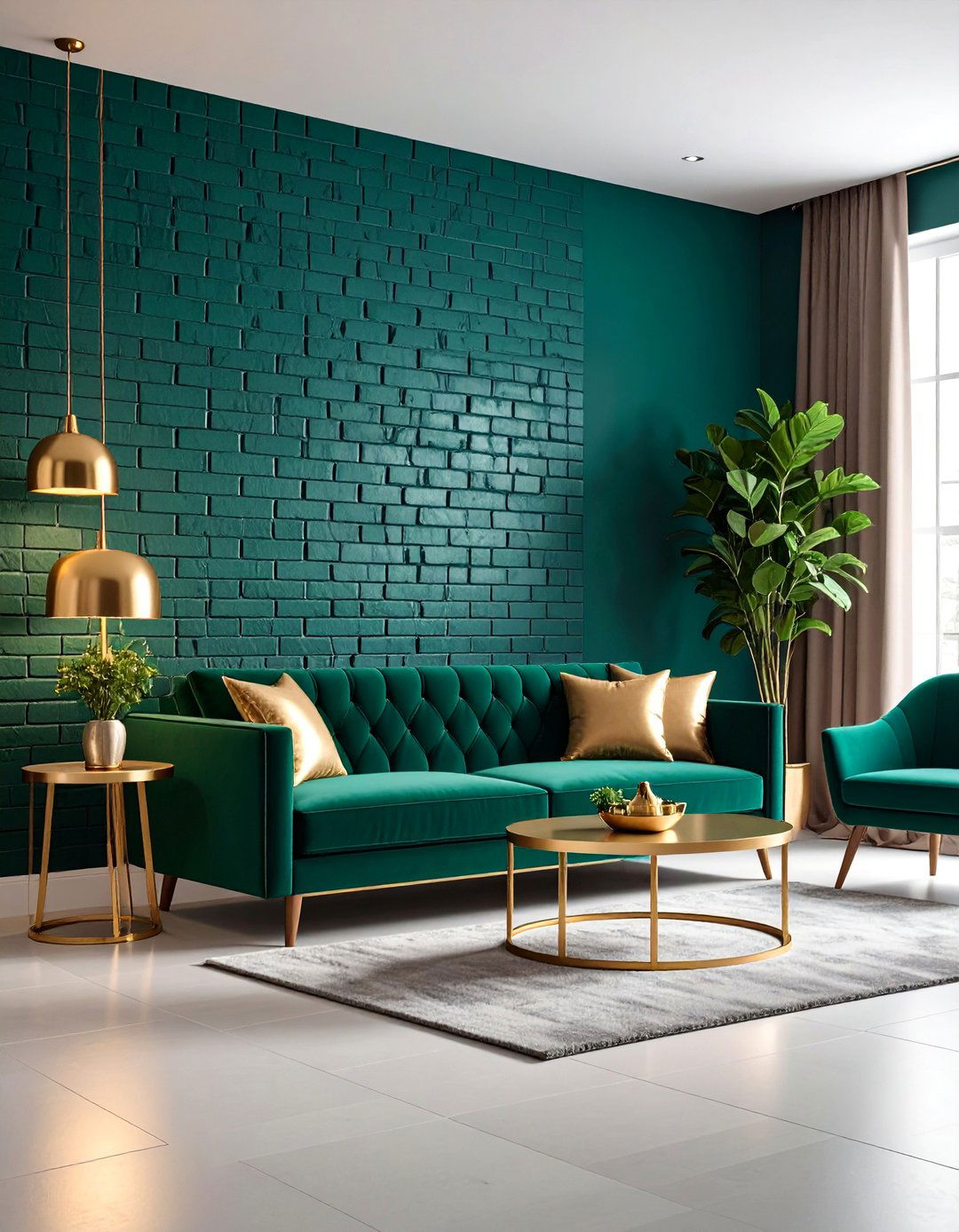 Painted Brick Accent in Bold Colors - 25 Brick Accent Wall Ideas