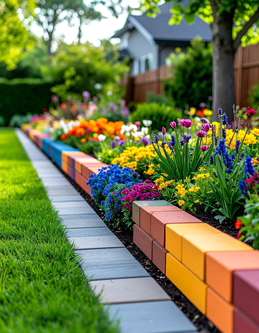 Painted Brick Color Edging - 25 Brick Edging Ideas