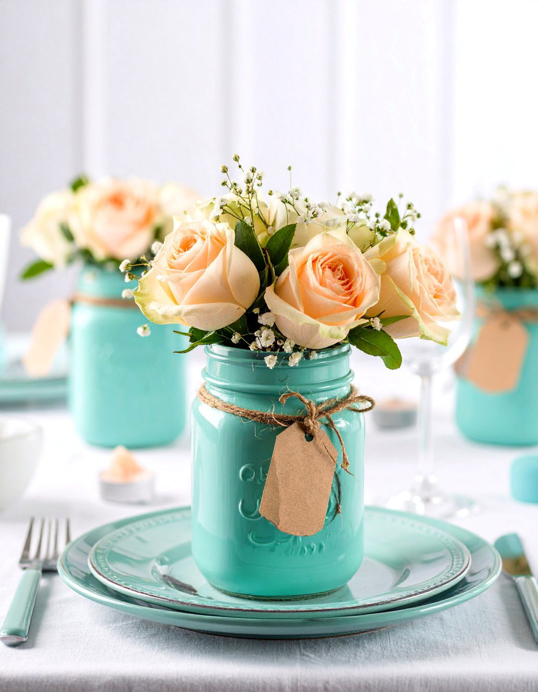 Painted Chalk Finish Mason Jar Centerpiece - 25 Mason Jar Centerpiece Ideas